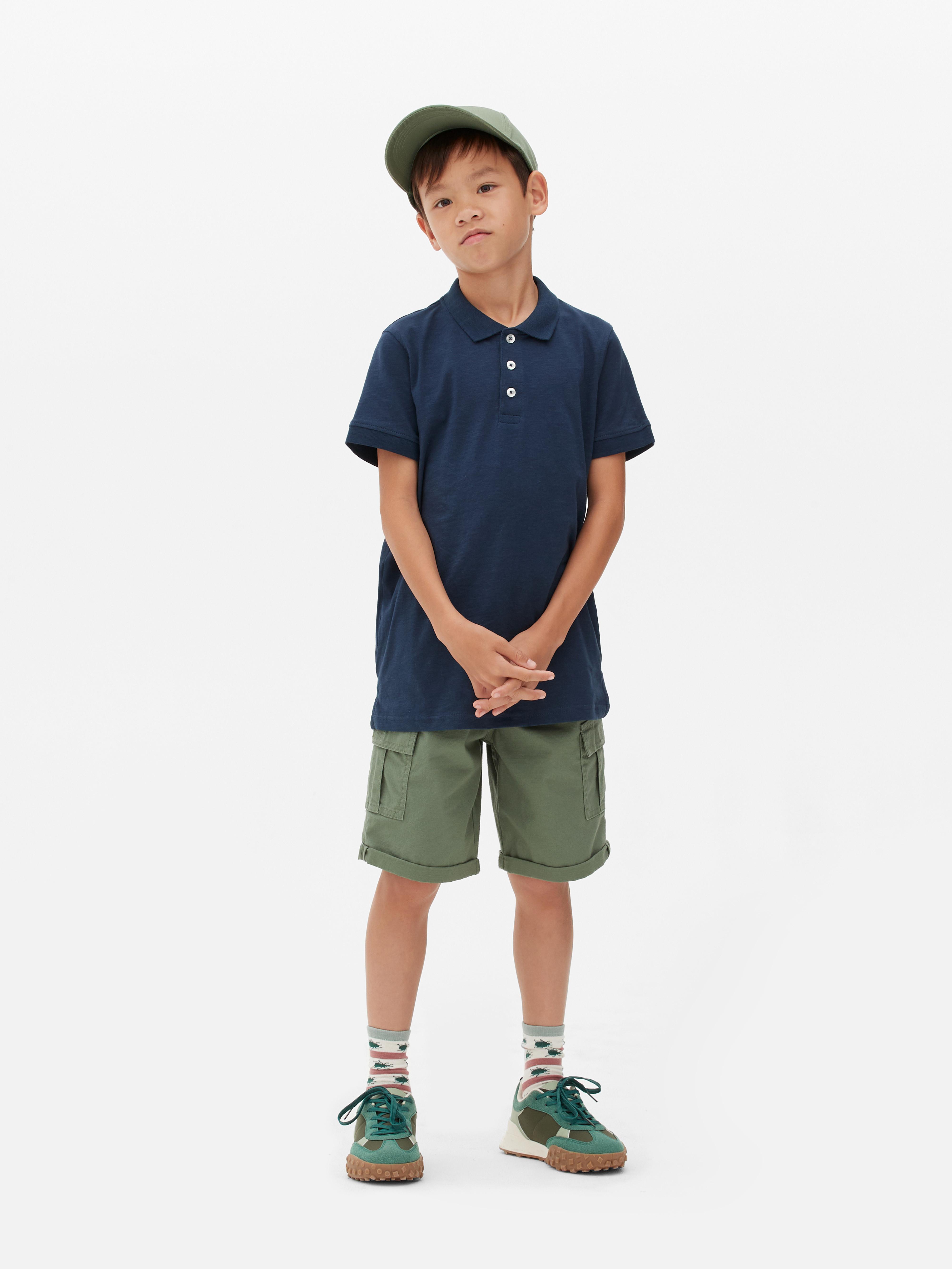 Boys Navy Slub Polo Shirt Primark