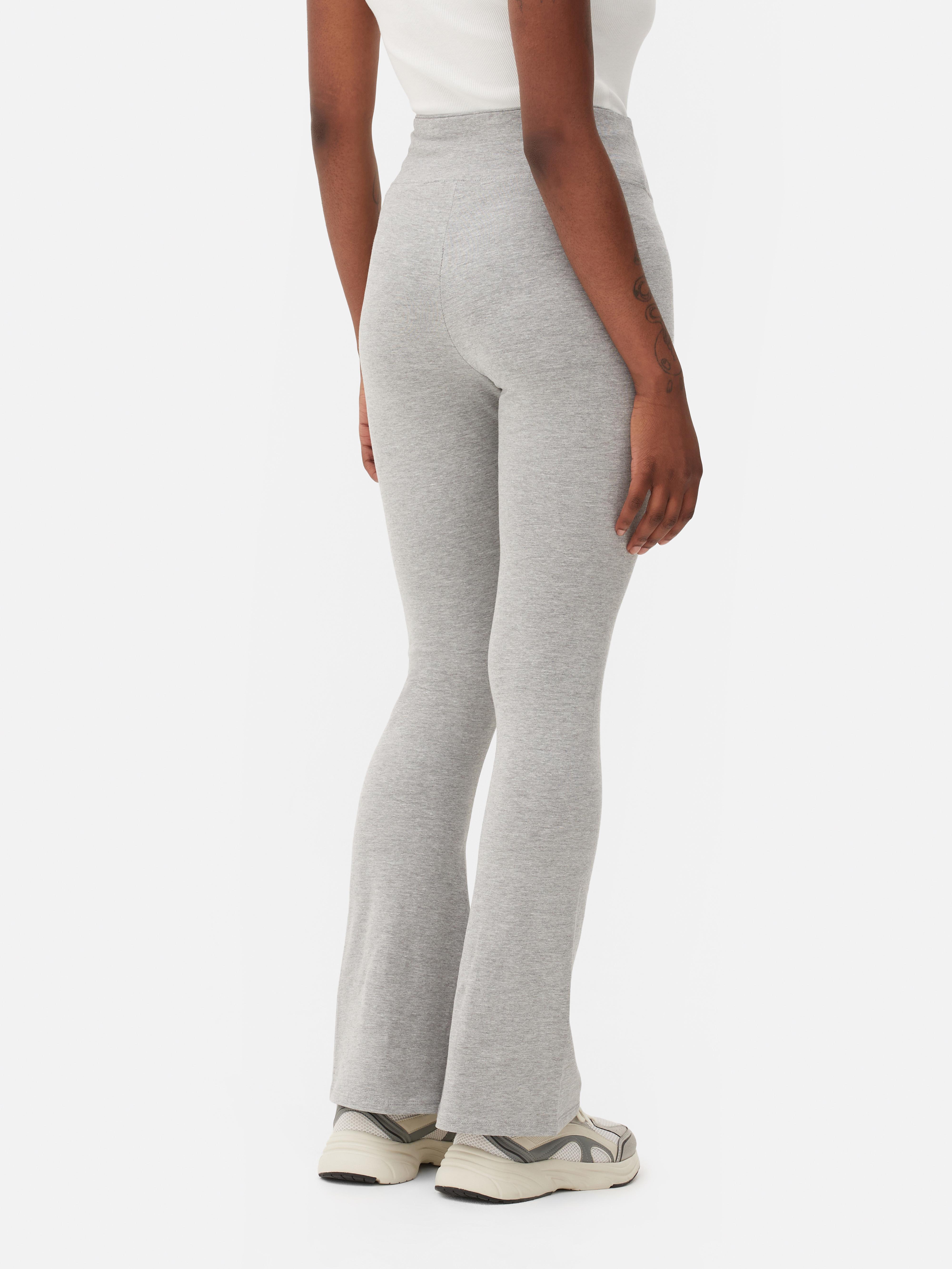 Womens Grey Marl High-Waisted Flared Jersey Leggings