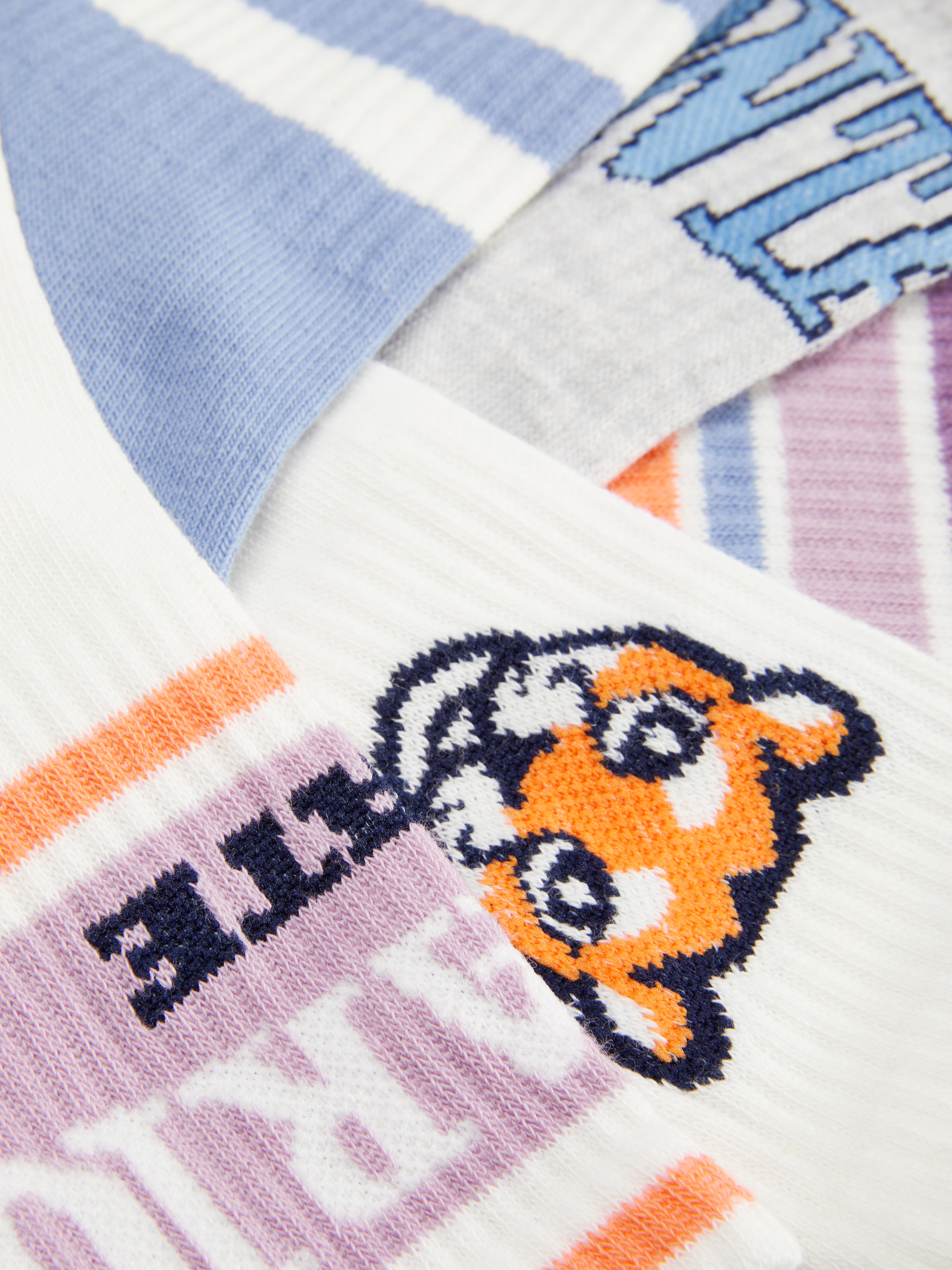 5pk Varsity Print Ribbed Ankle Socks