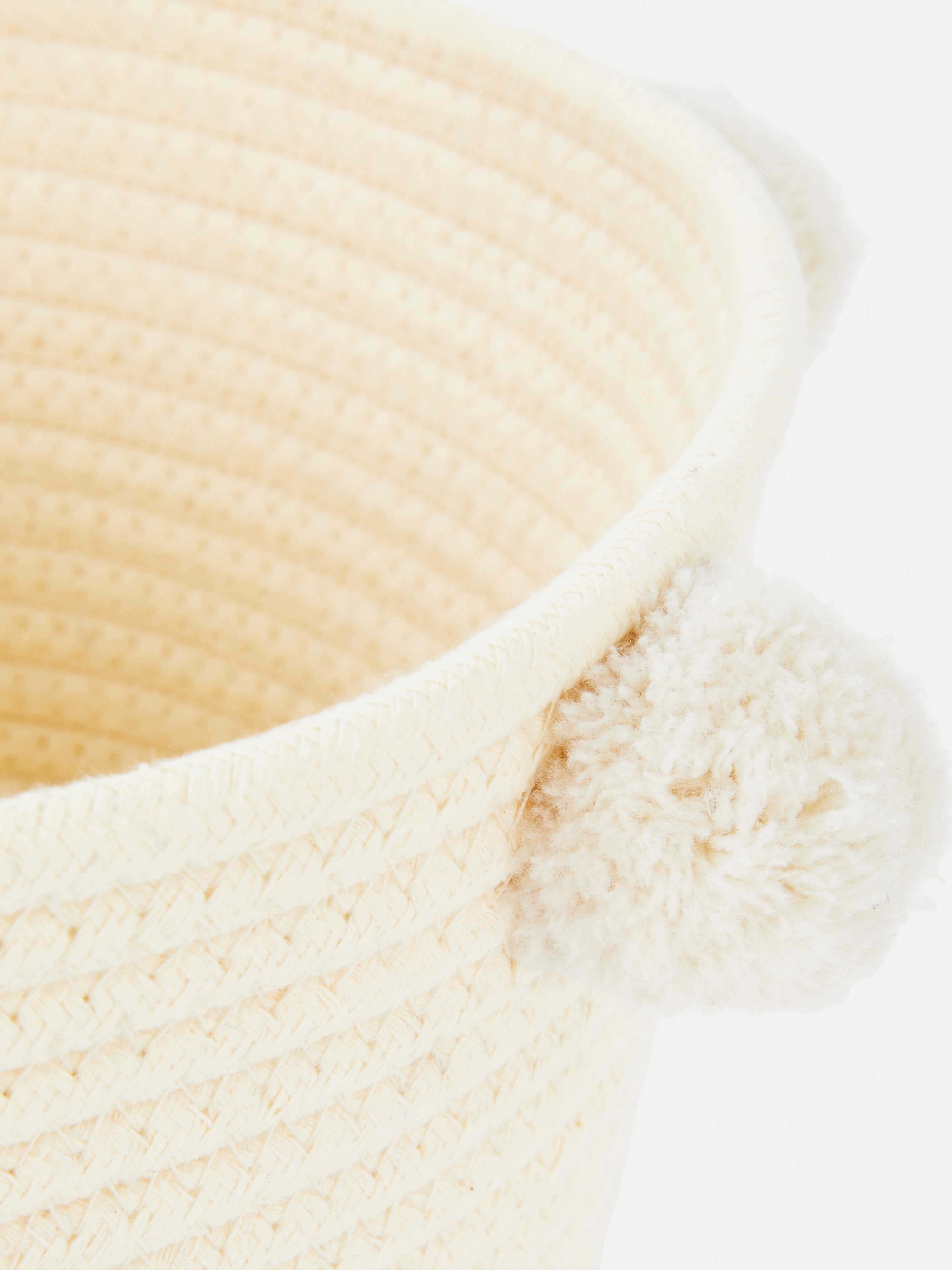 Ivory PomPom Detail Woven Basket Primark