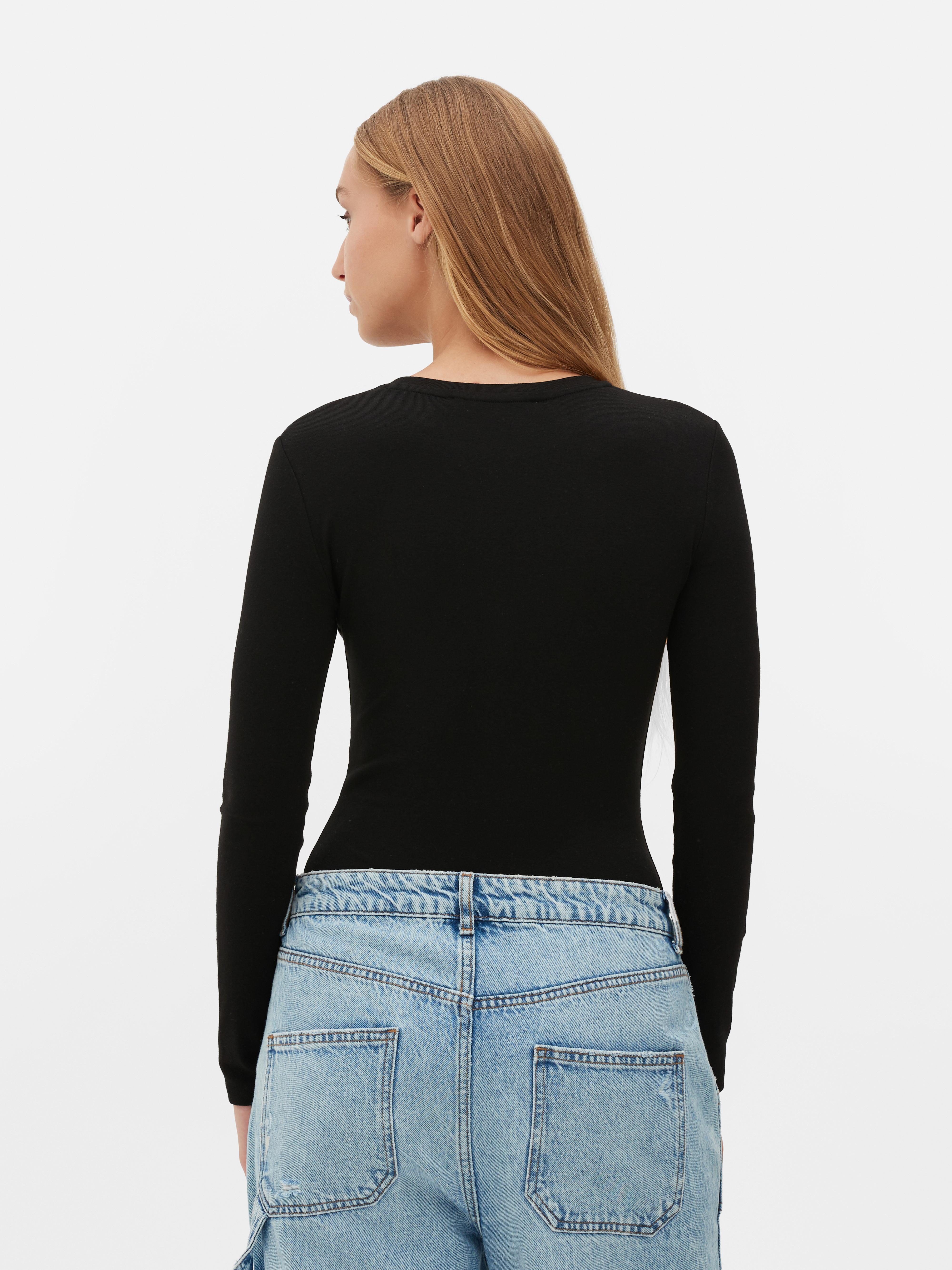 Gerippter Langarm-Body