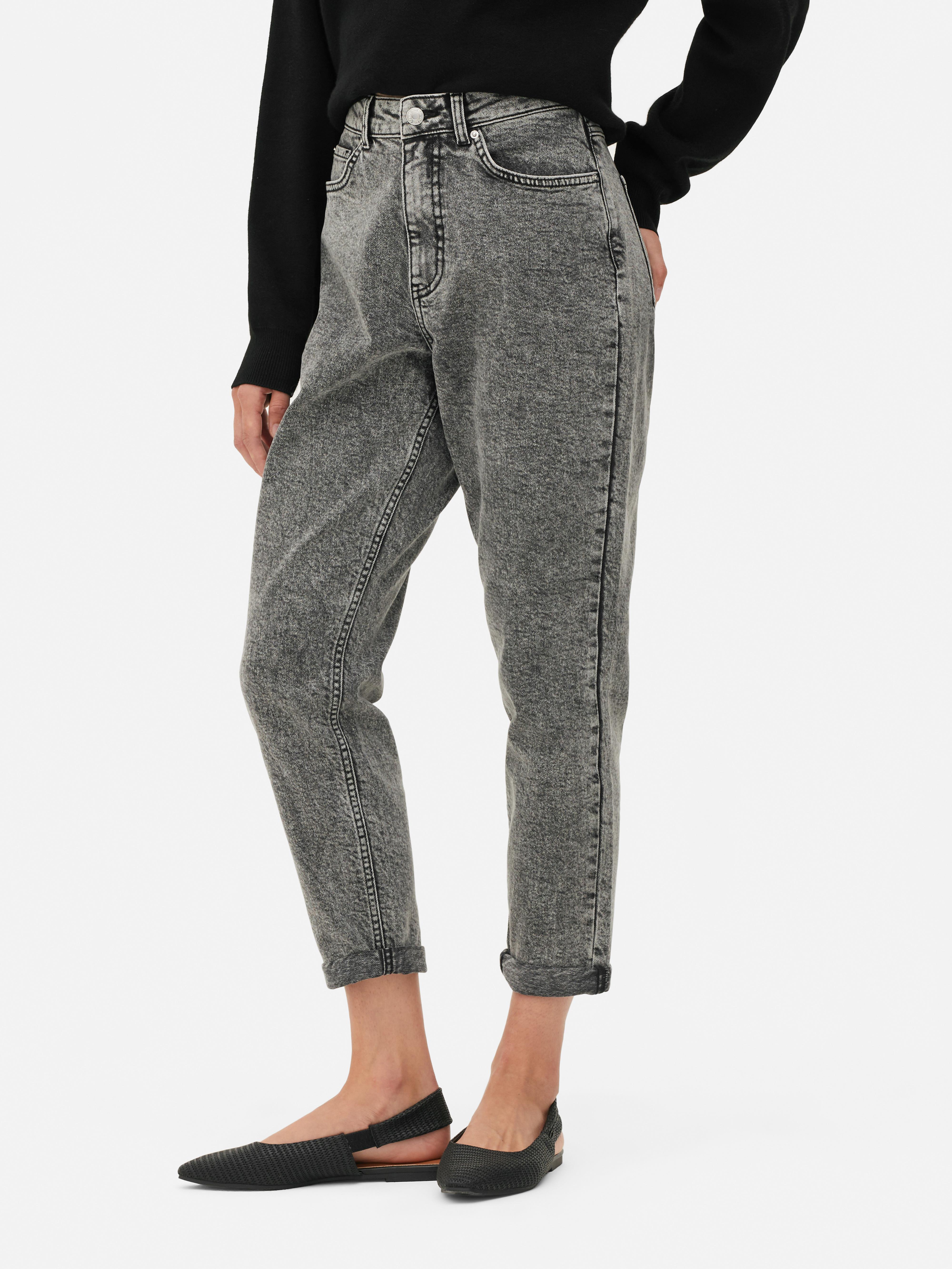 Womens Grey Denim Mom Jeans