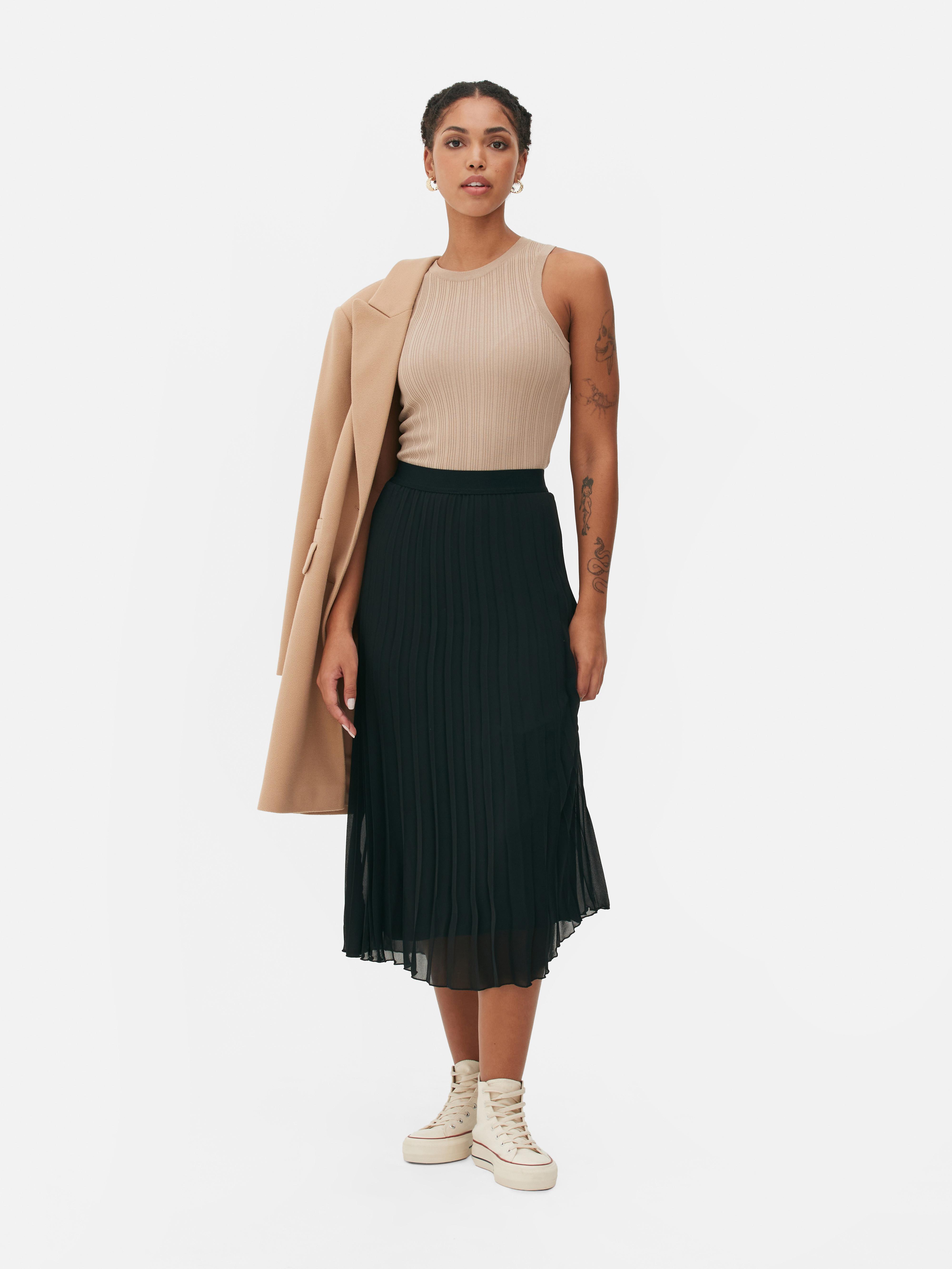 Metallic pleated shop skirt primark