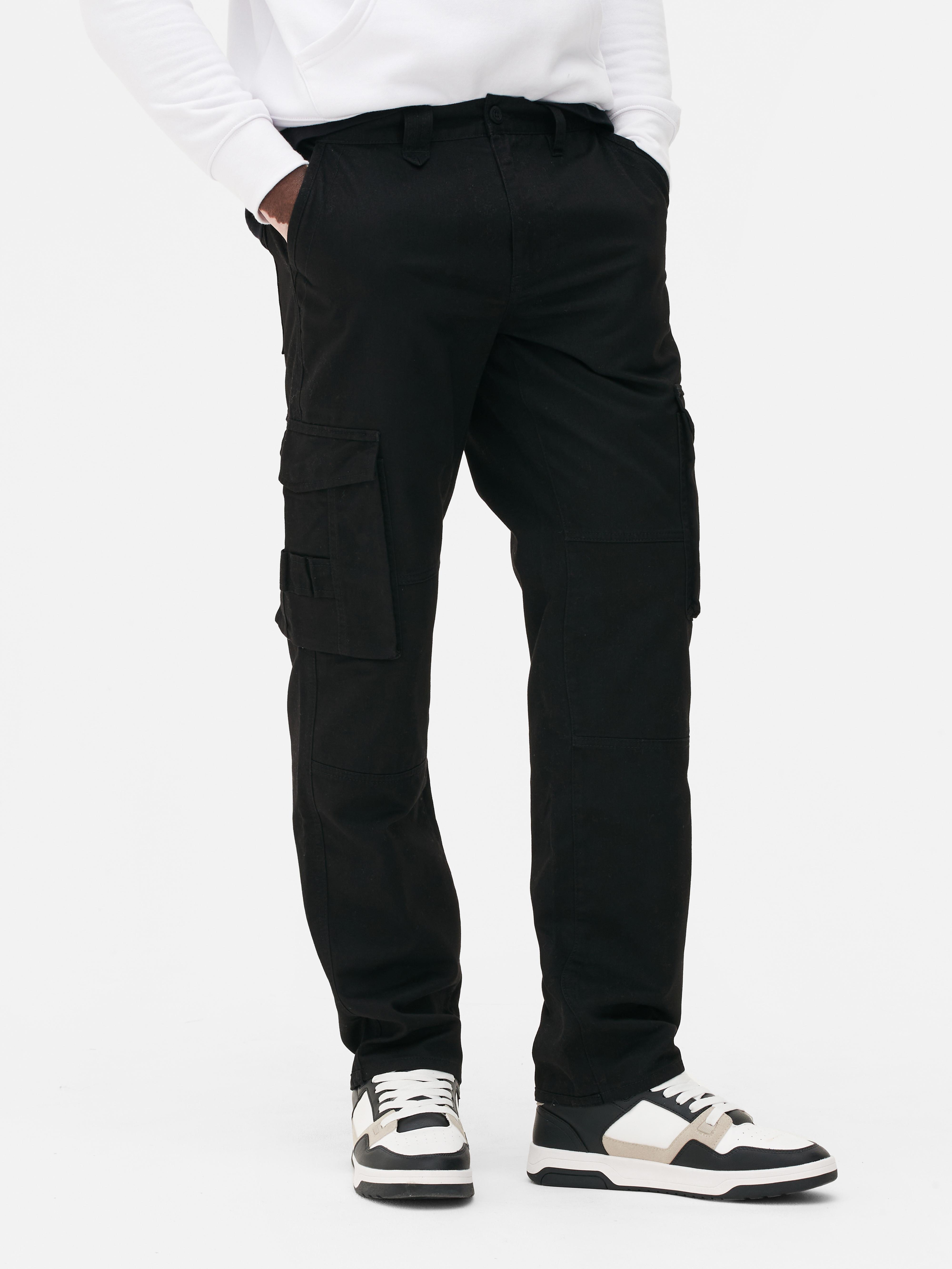 Mens Black Panelled Cargo Trousers | Primark