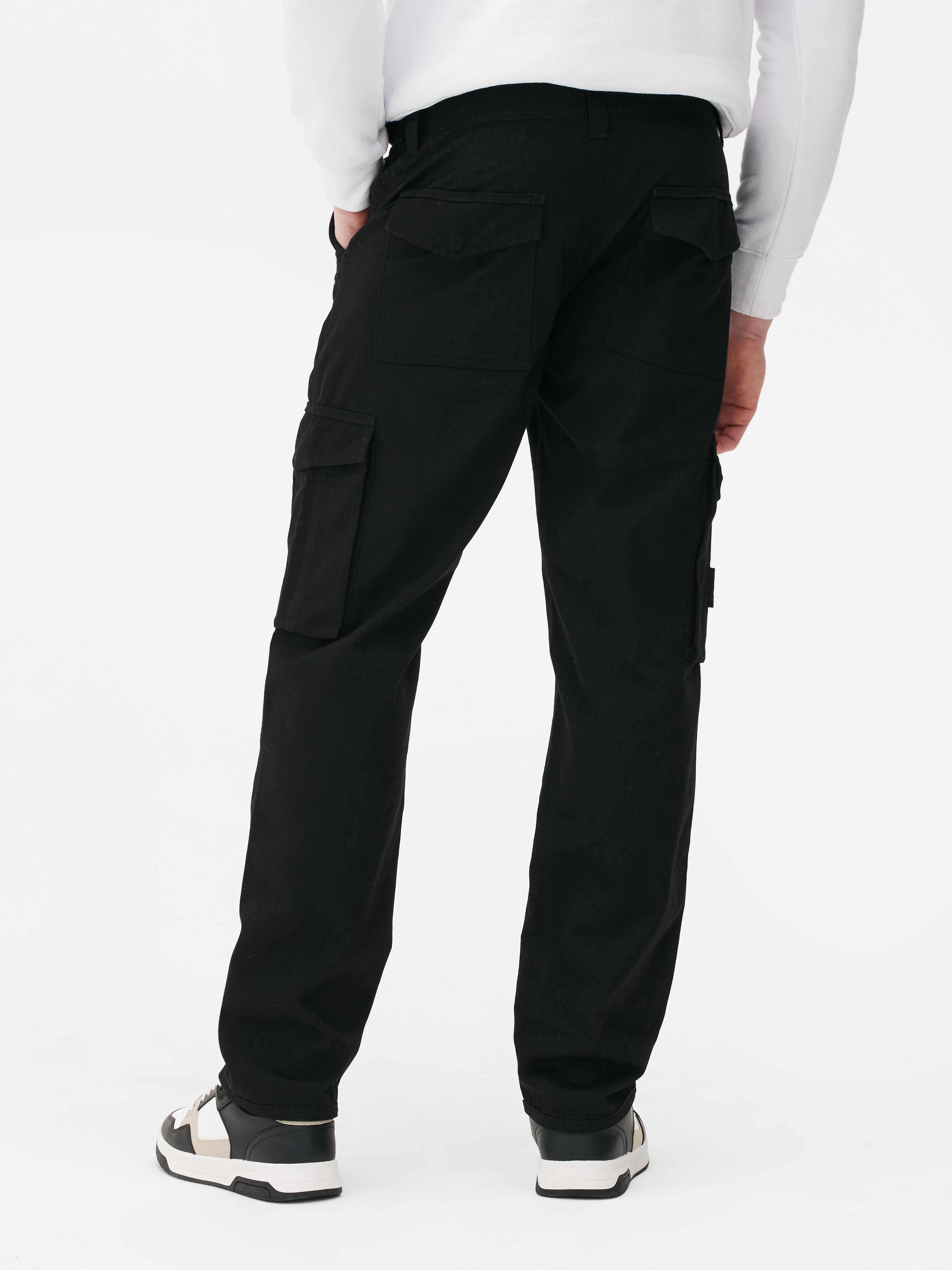 Mens Black Panelled Cargo Trousers | Primark