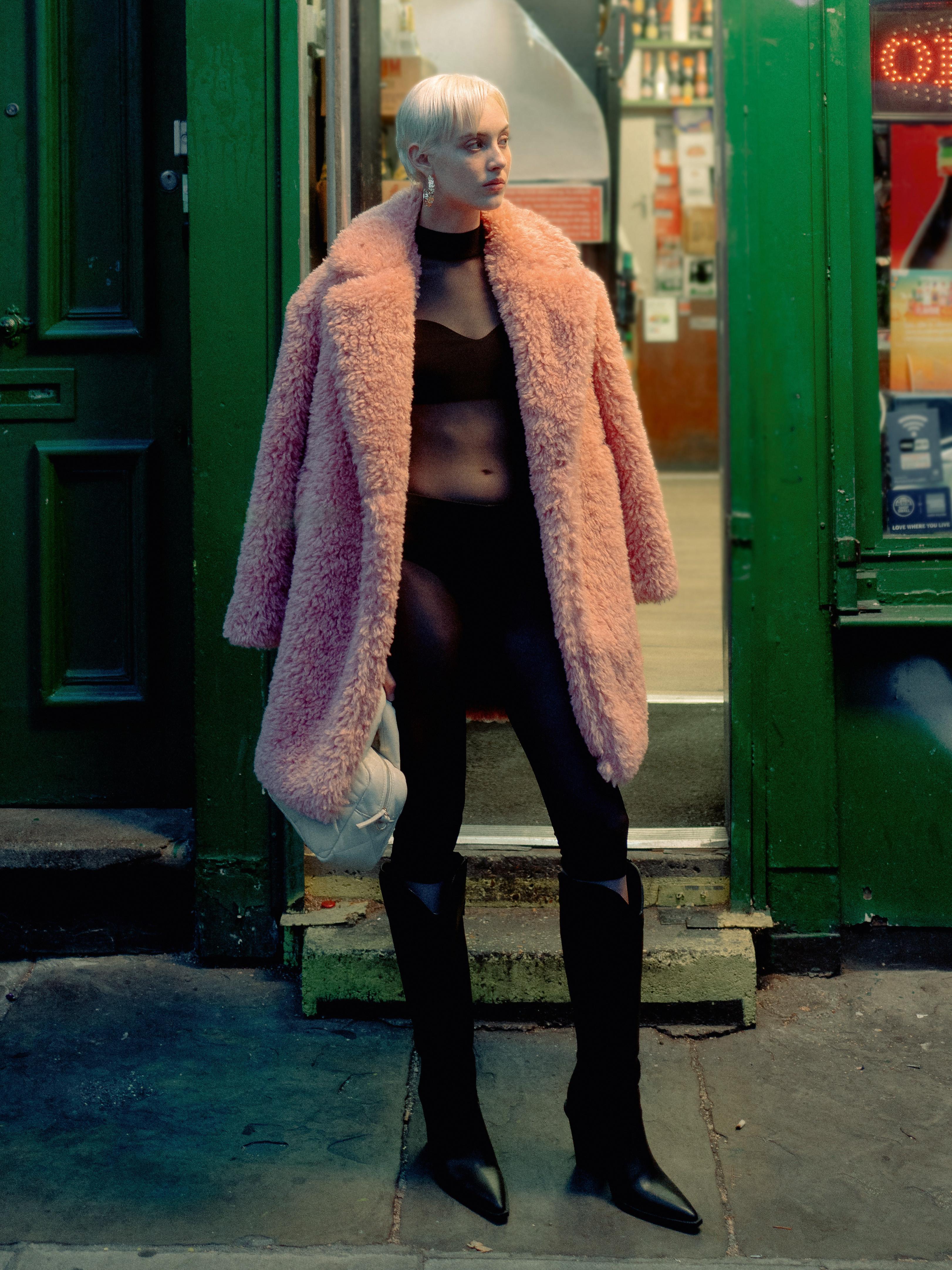 Rita Ora Faux Fur Coat