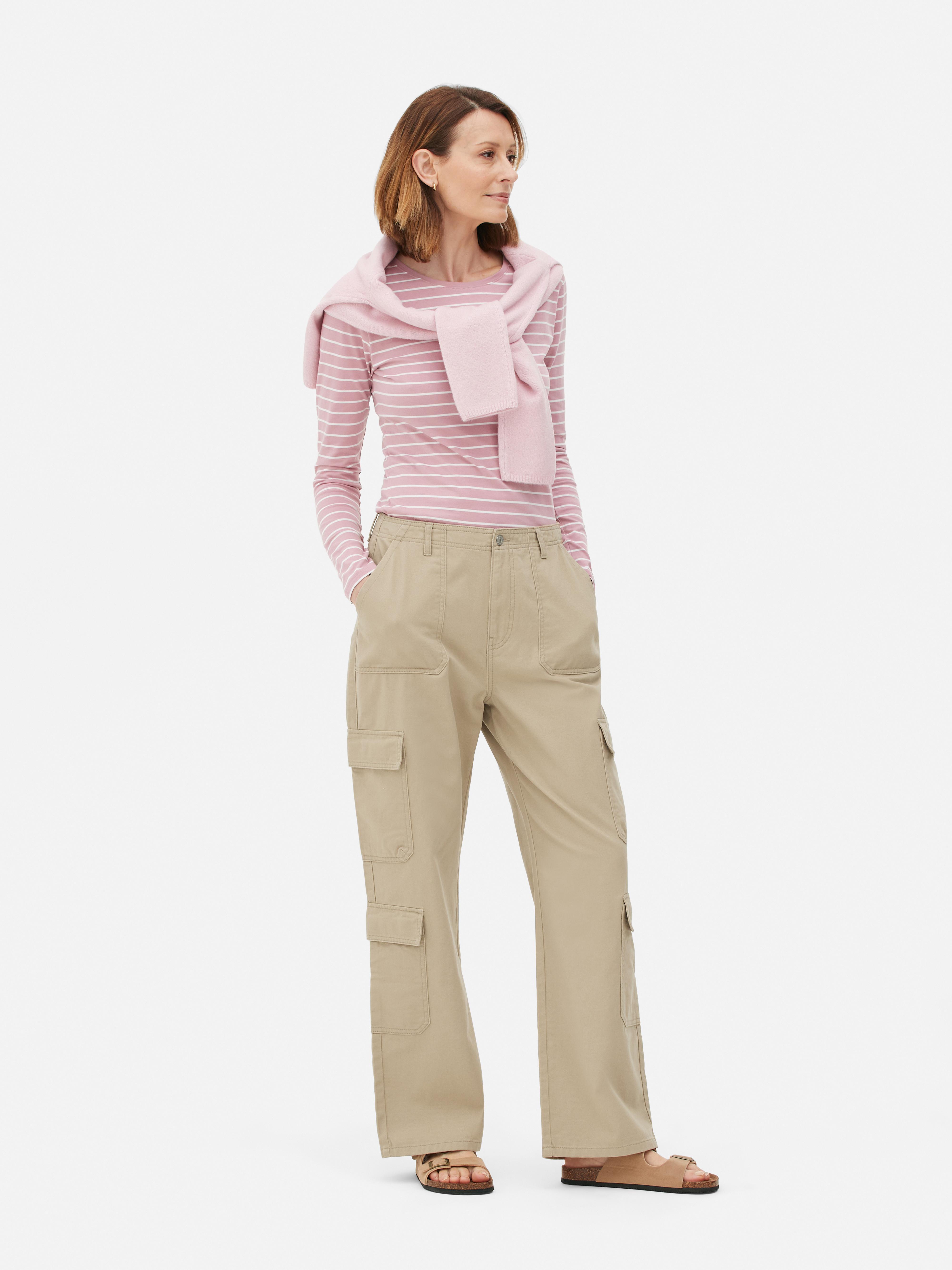 Womens Stone Straight Cargo Trousers