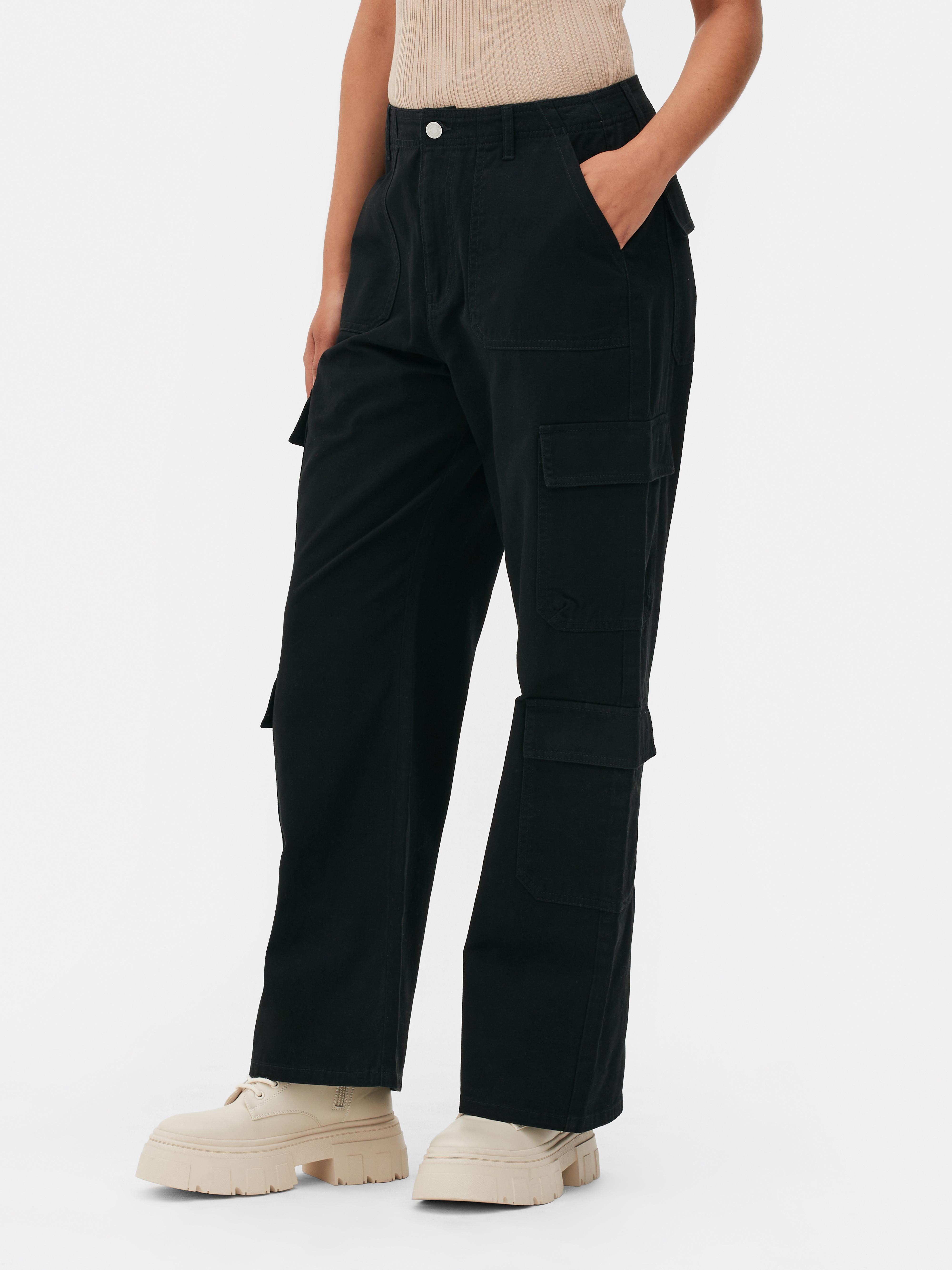 Women's Black Straight Cargo Pants | Primark