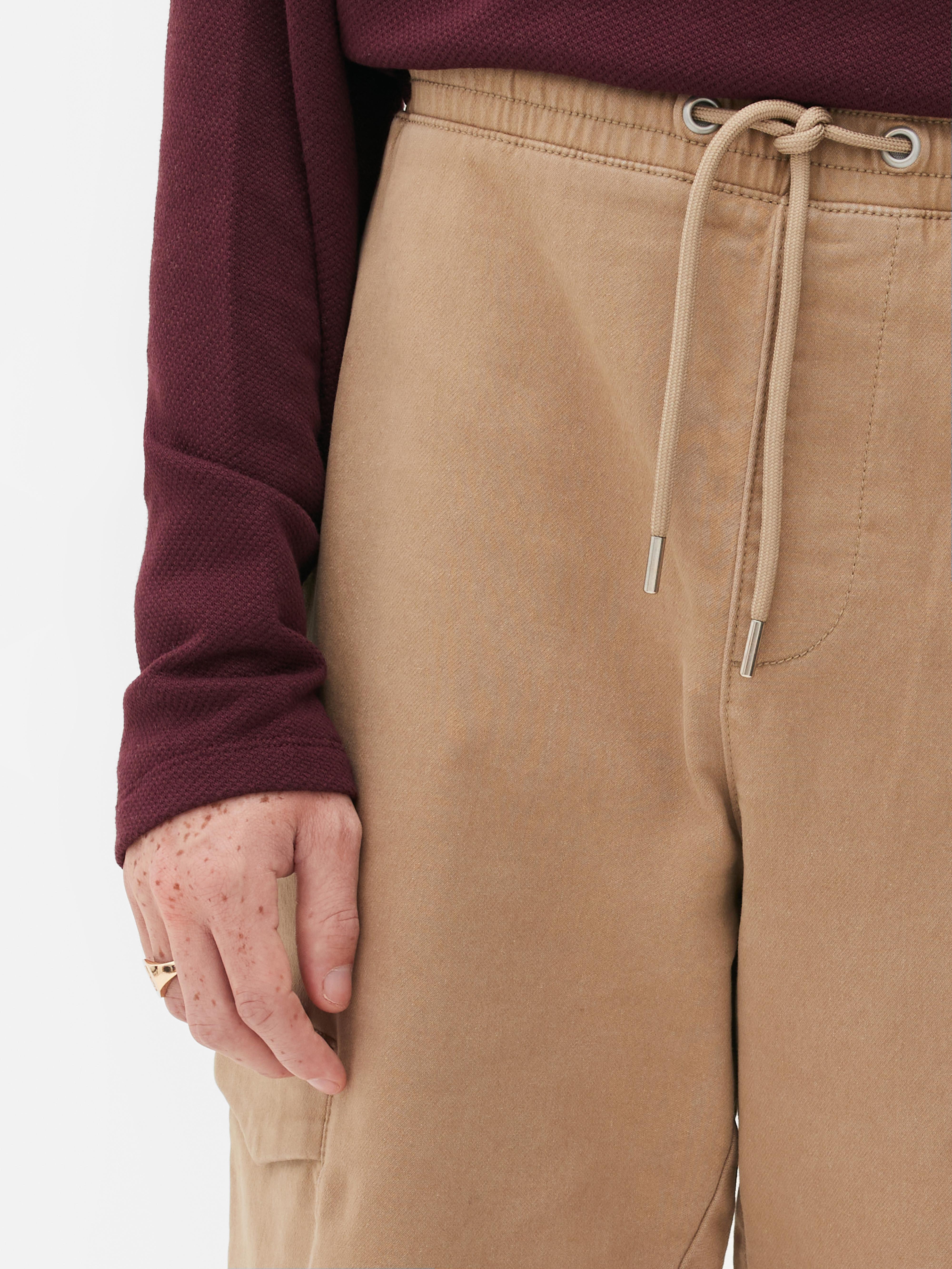 Mens Tan Relaxed Fit Stretch Cargo Joggers Primark