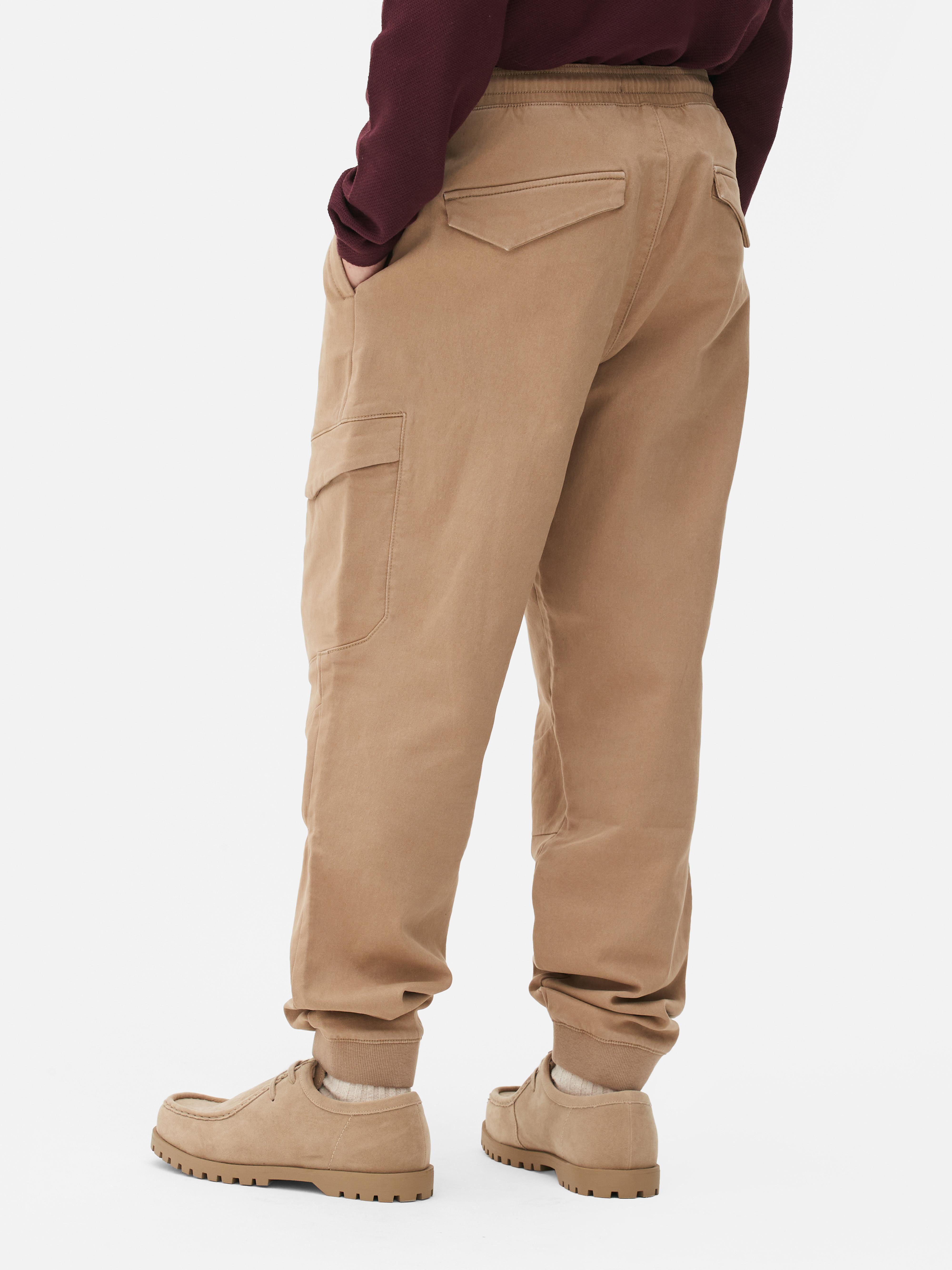 Mens Tan Relaxed Fit Stretch Cargo Joggers Primark