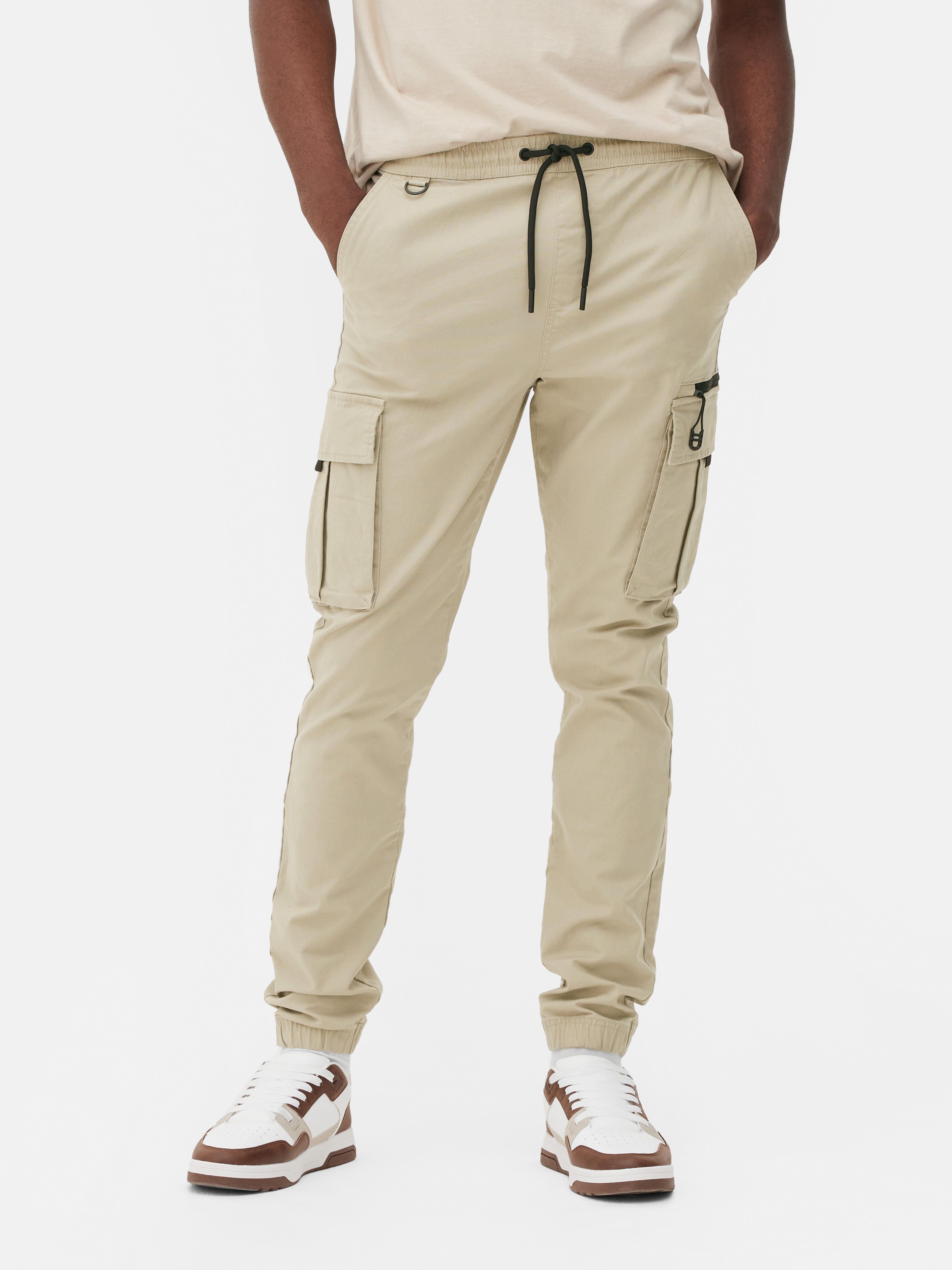 Mens Stone Drawstring Cargo Pants | Primark