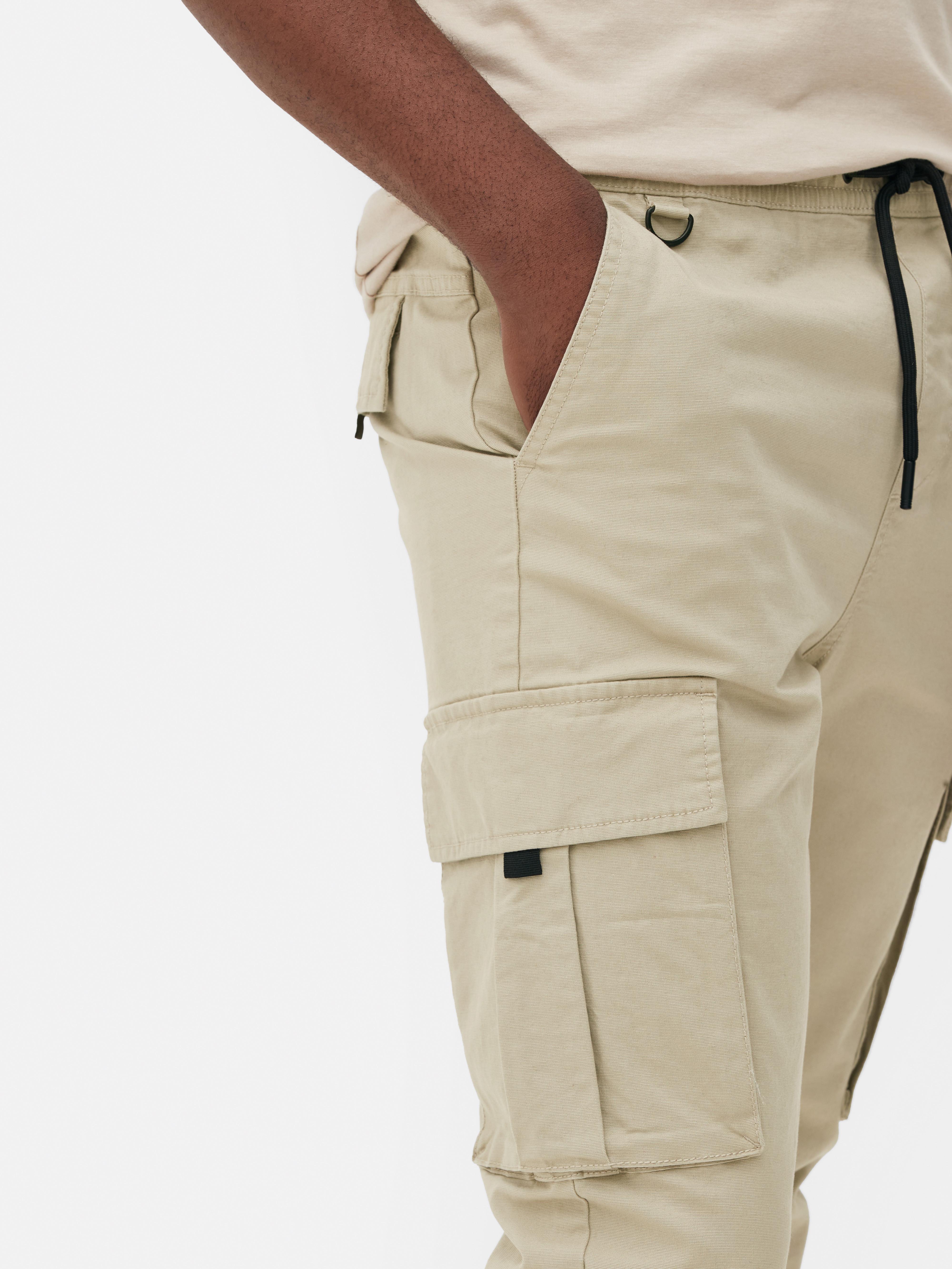 Men's Stone Drawstring Cargo Pants Primark