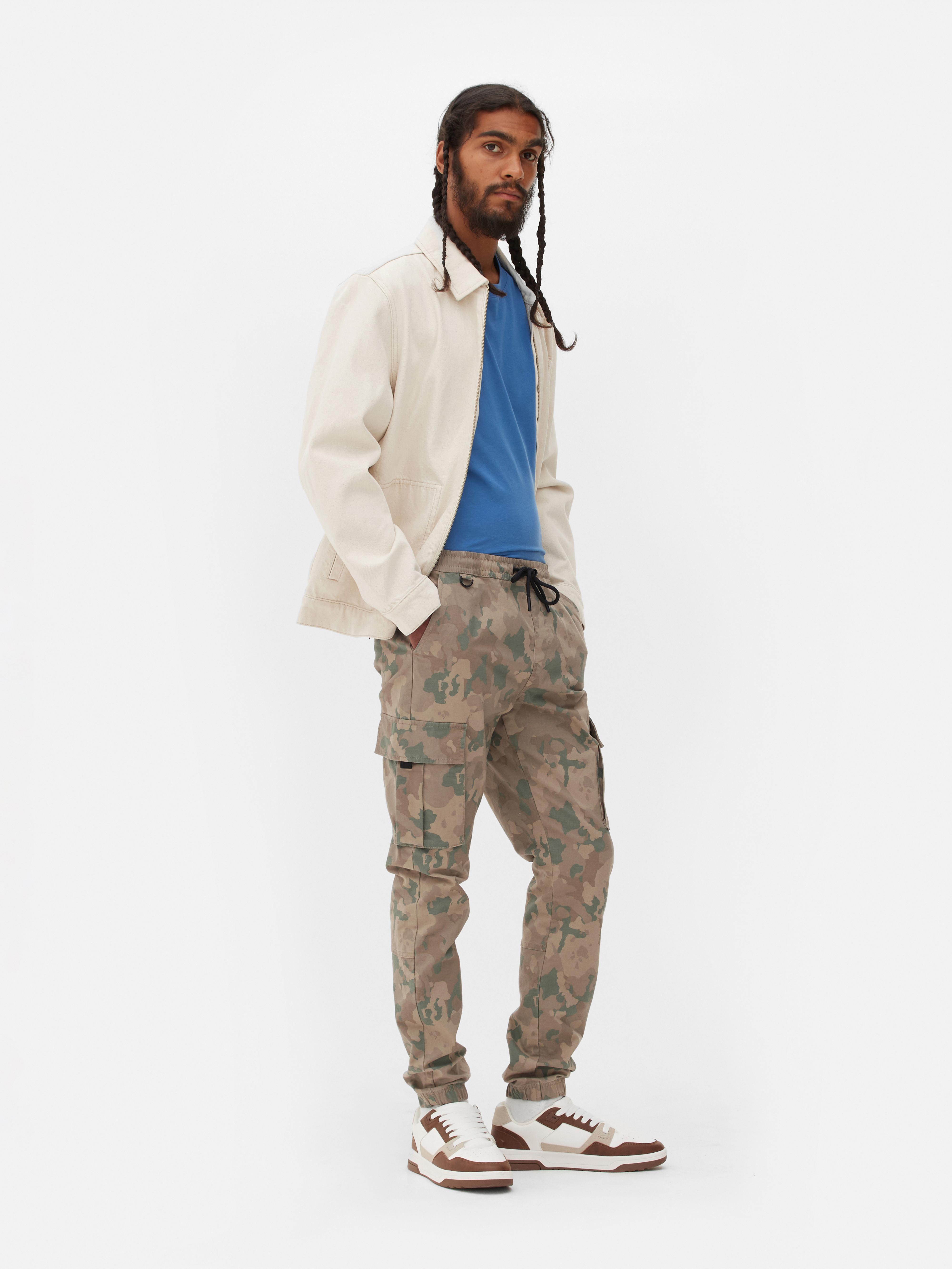 Pantalones de camuflaje para hombre a la moda con cordón con