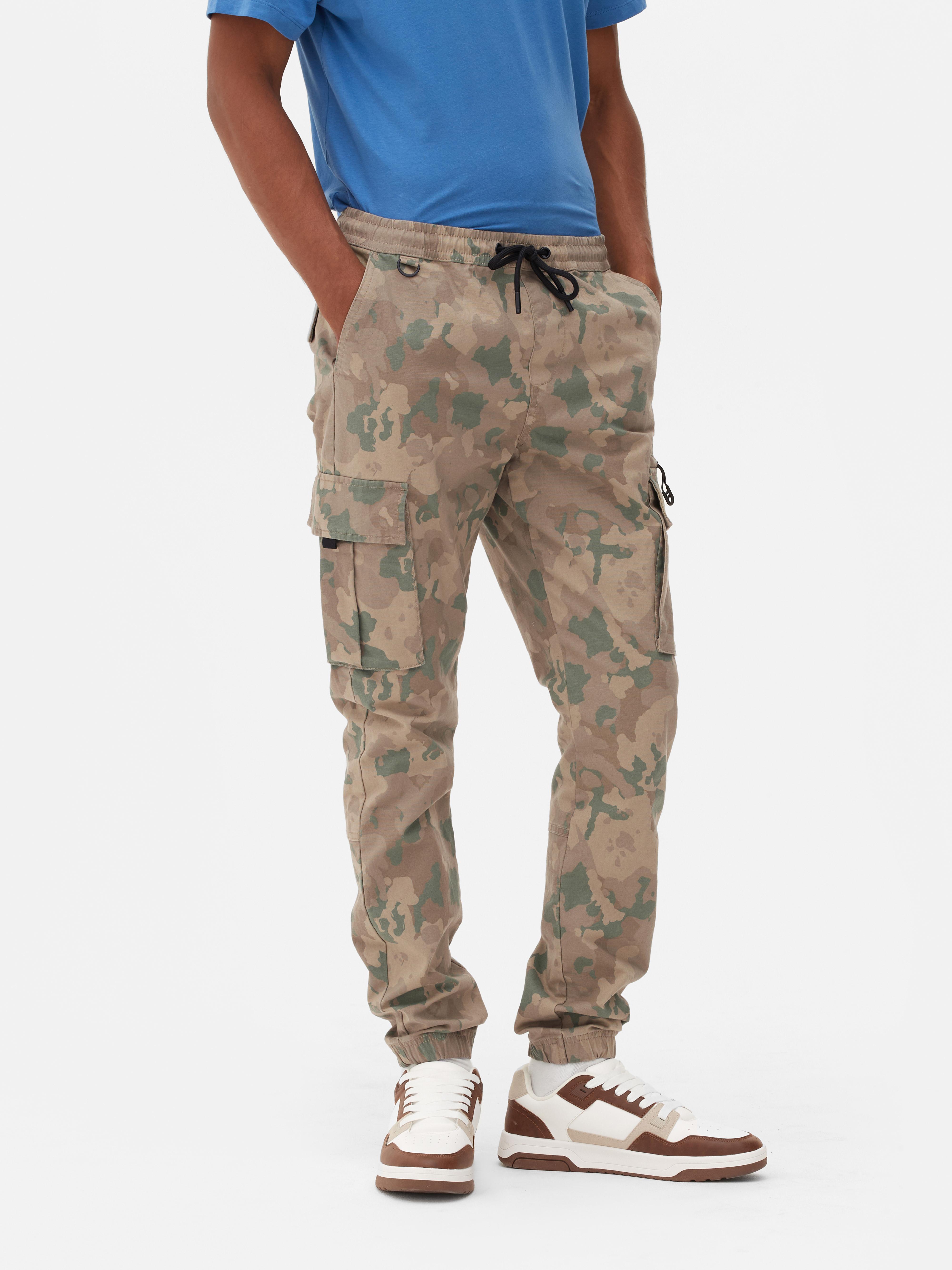 Pantalones de camuflaje para hombre a la moda con cordón con