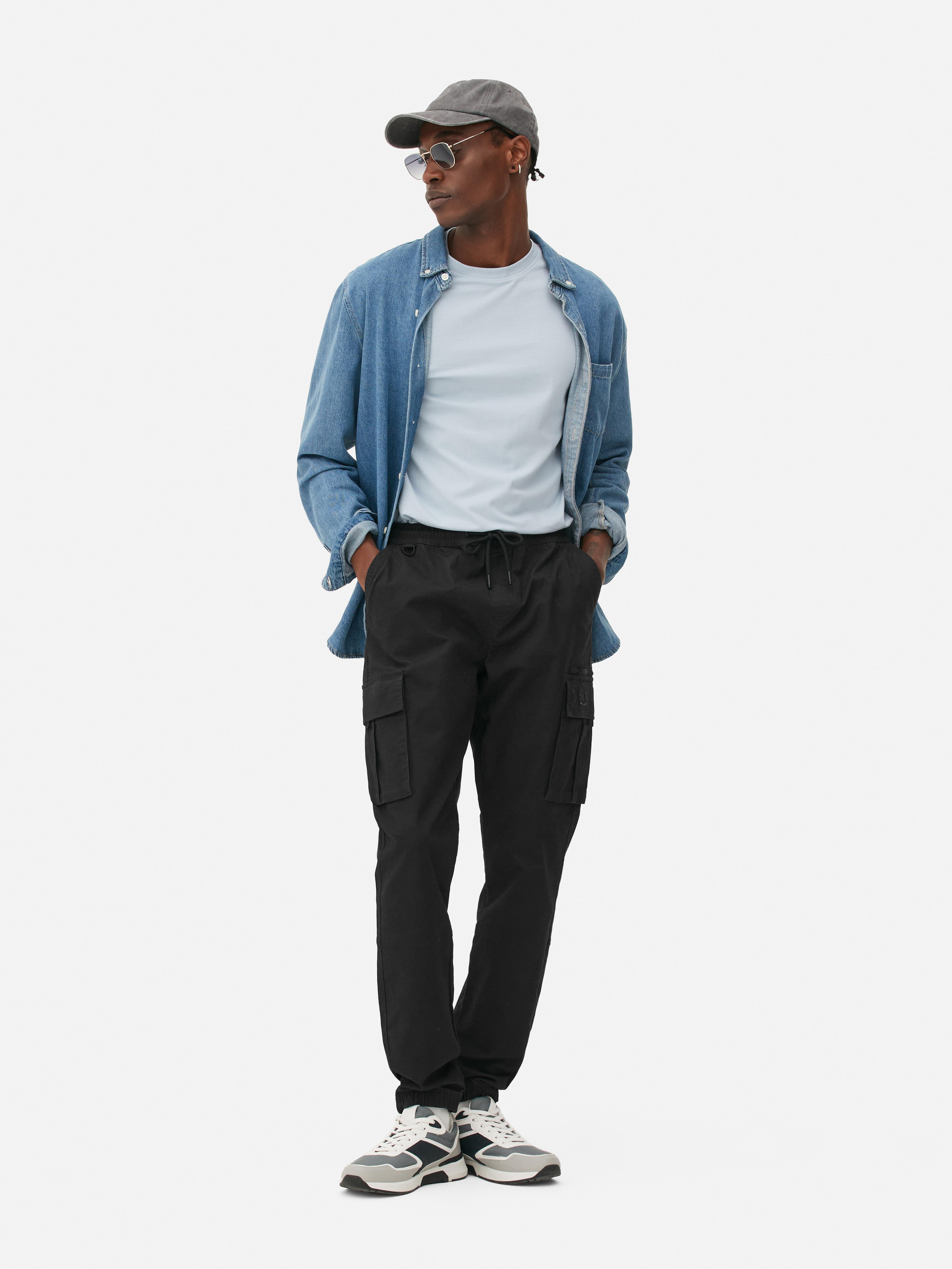 Men's Black Drawstring Cargo Pants | Primark