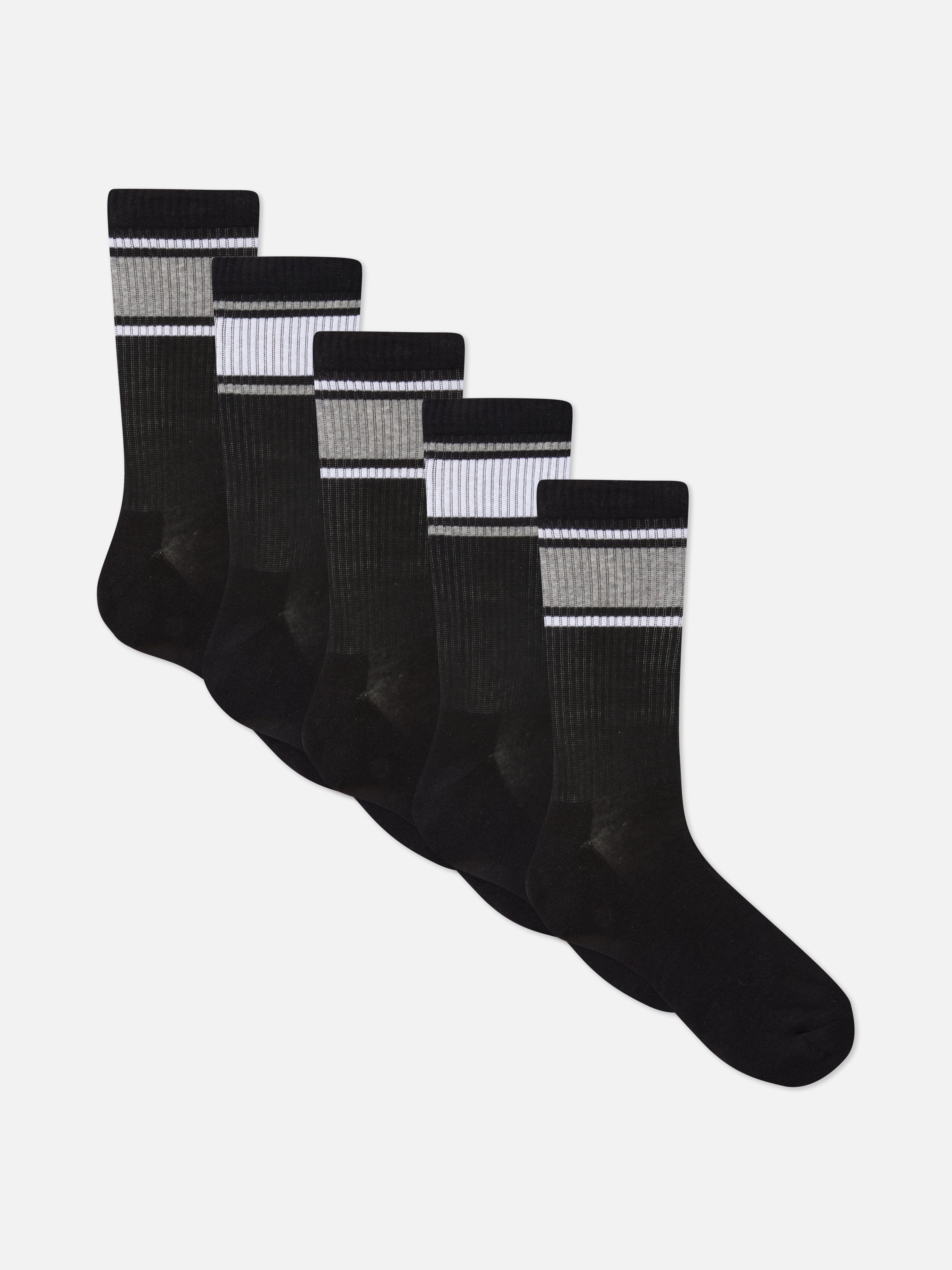 Gestreifte Sportsocken, 5er-Pack