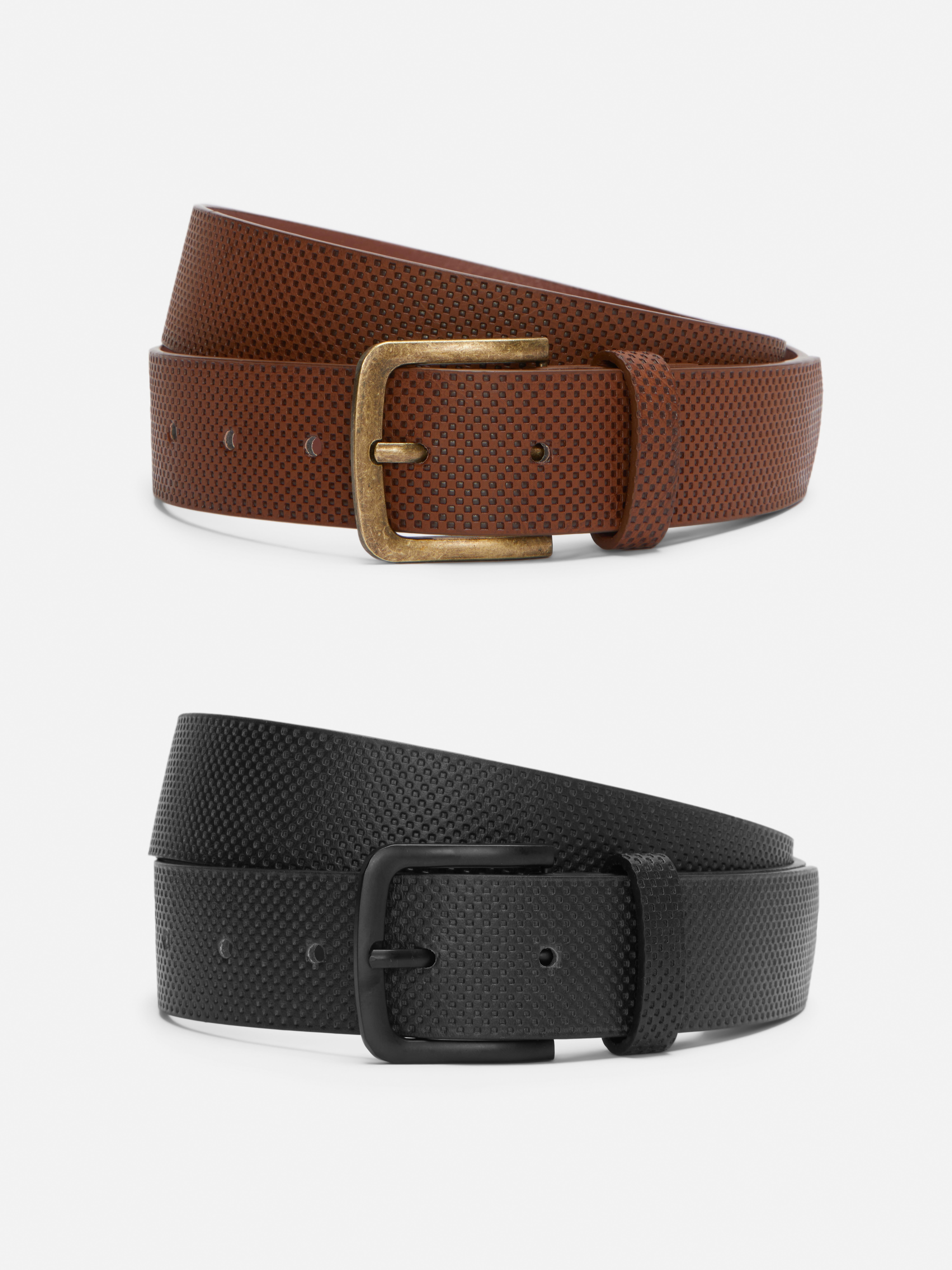 2-Pack Textured Faux Leather Belts