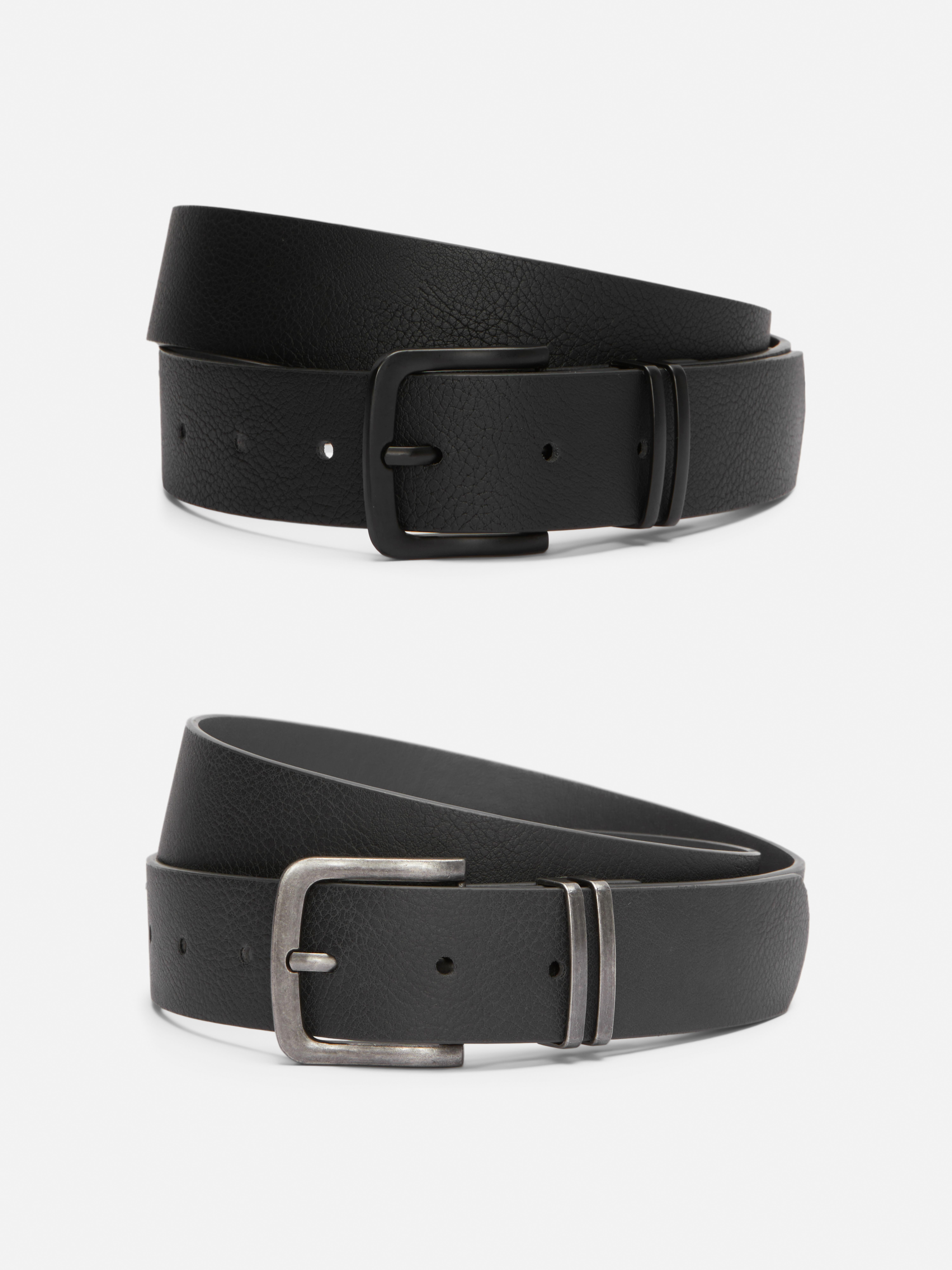 2-Pack Textured Faux Leather Belts