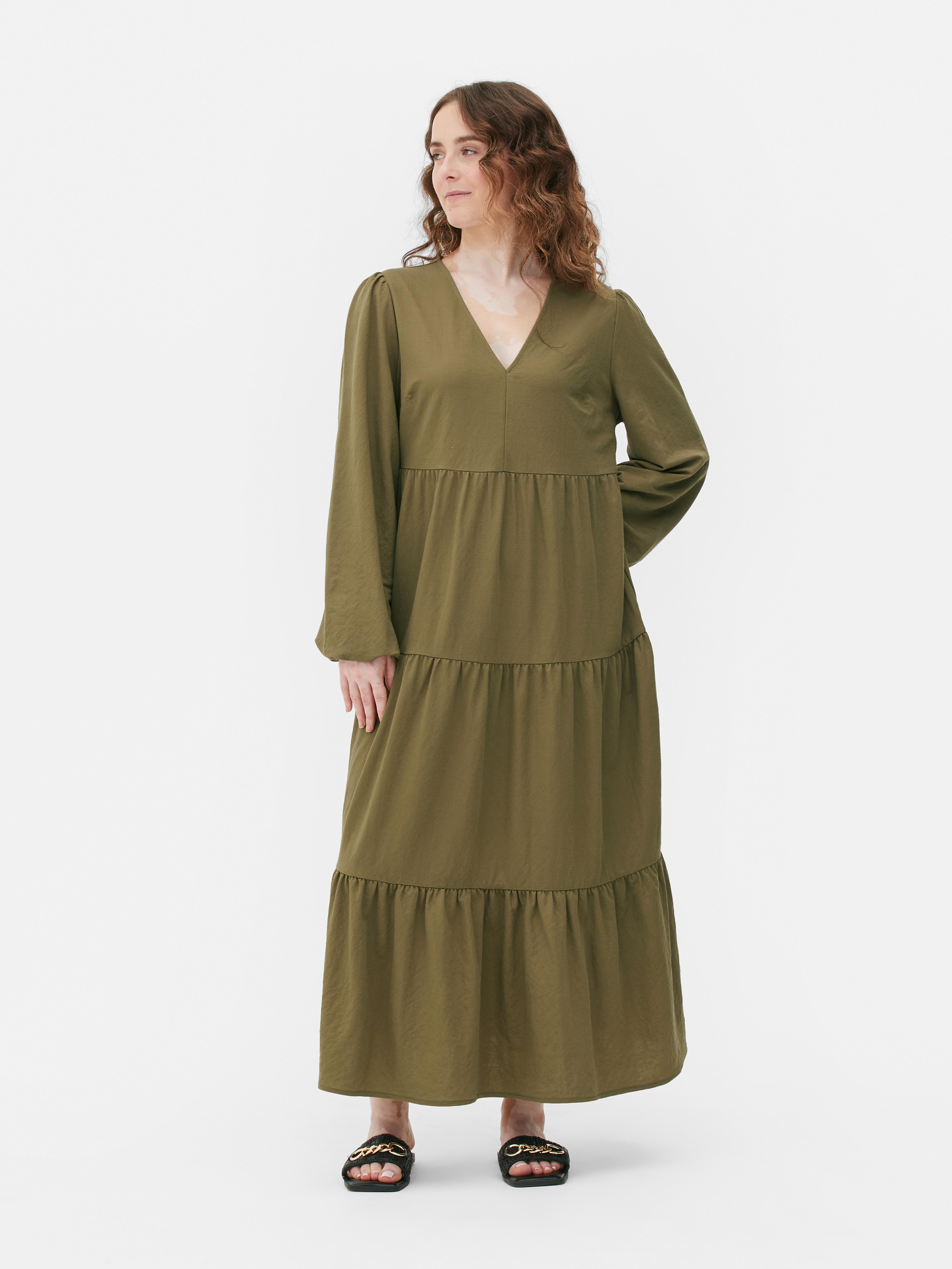 V-Neck Tiered Maxi Dress