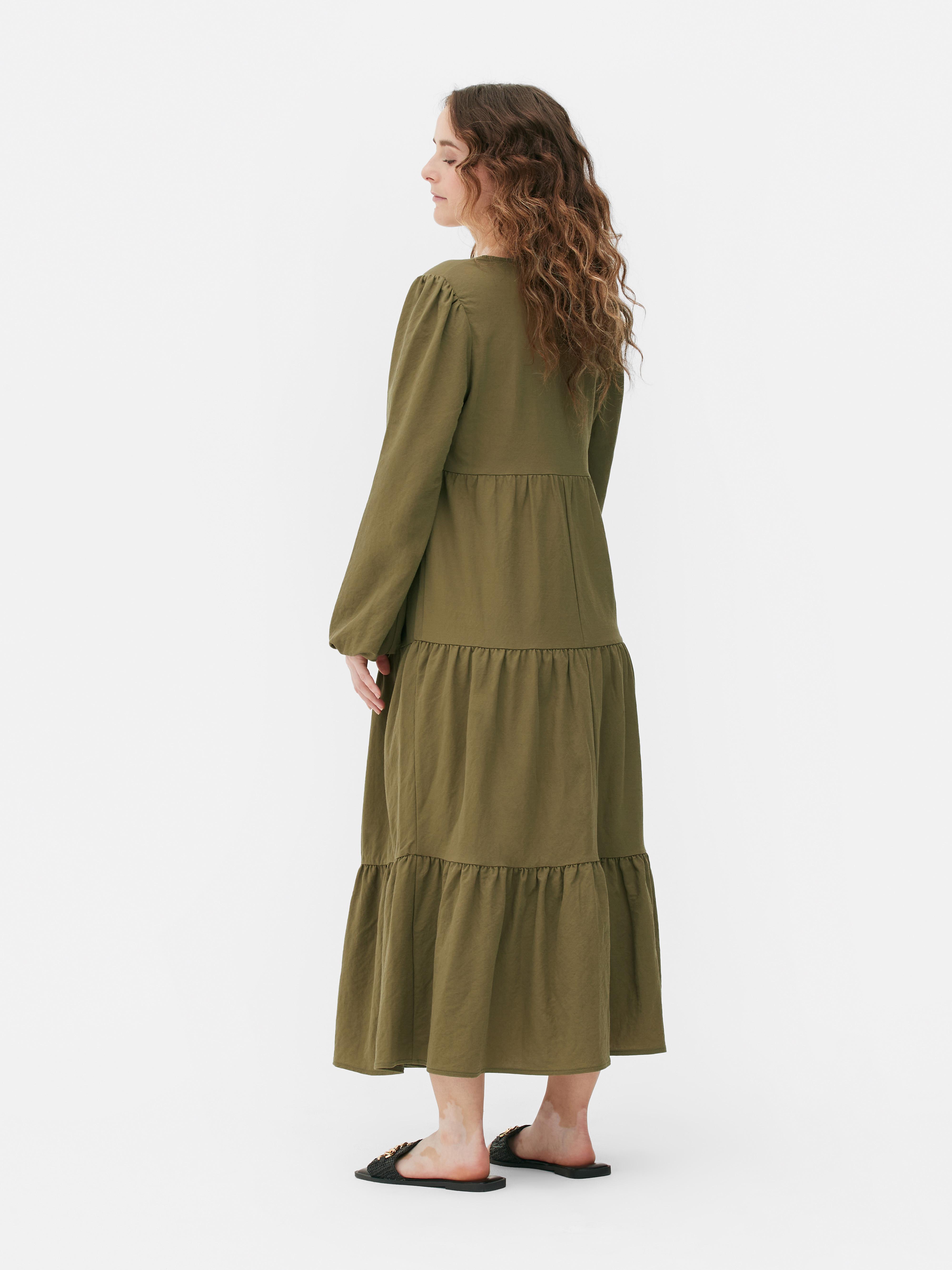 V-Neck Tiered Maxi Dress