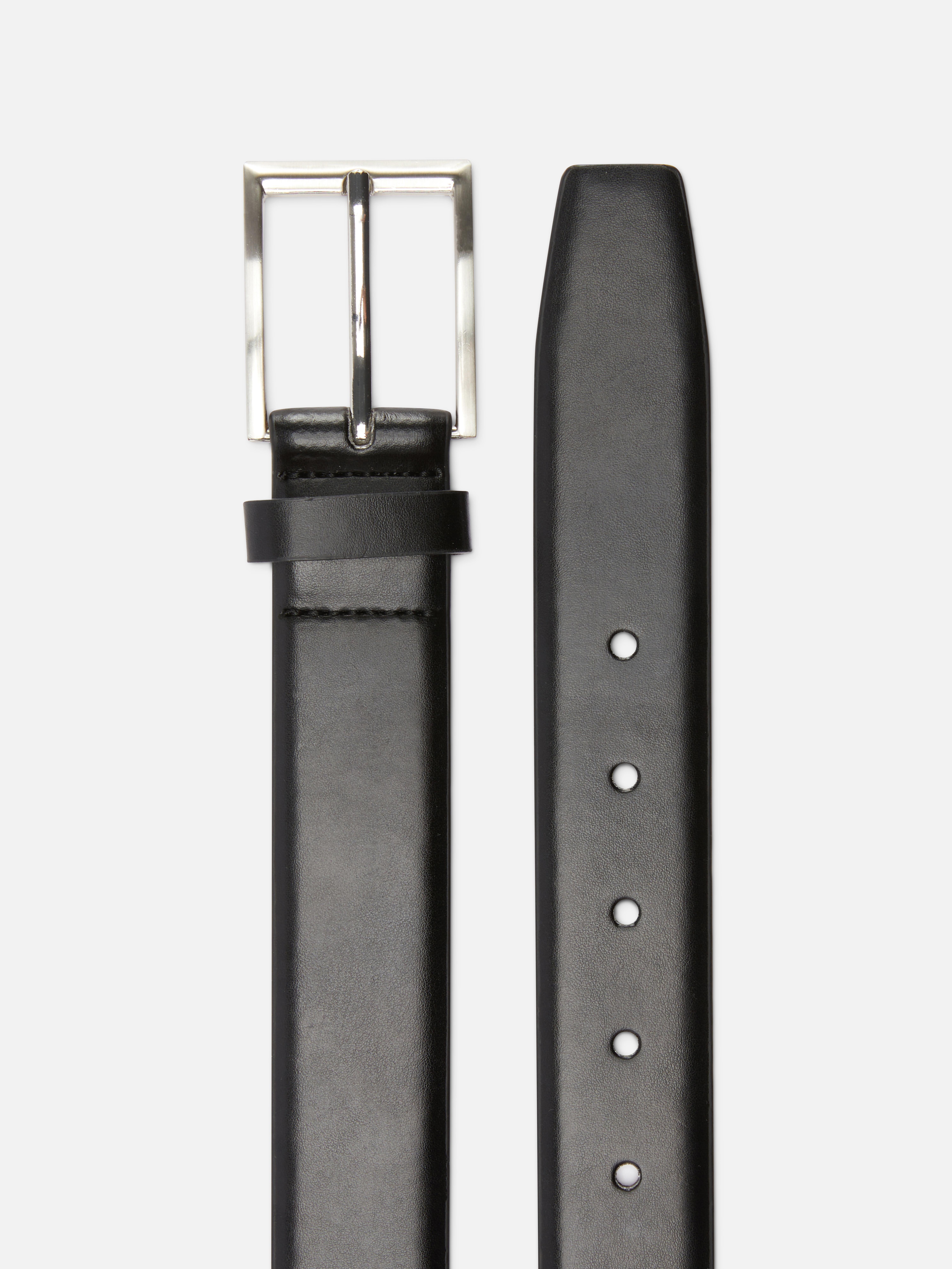 Mens Black Smooth Faux Leather Belt | Primark