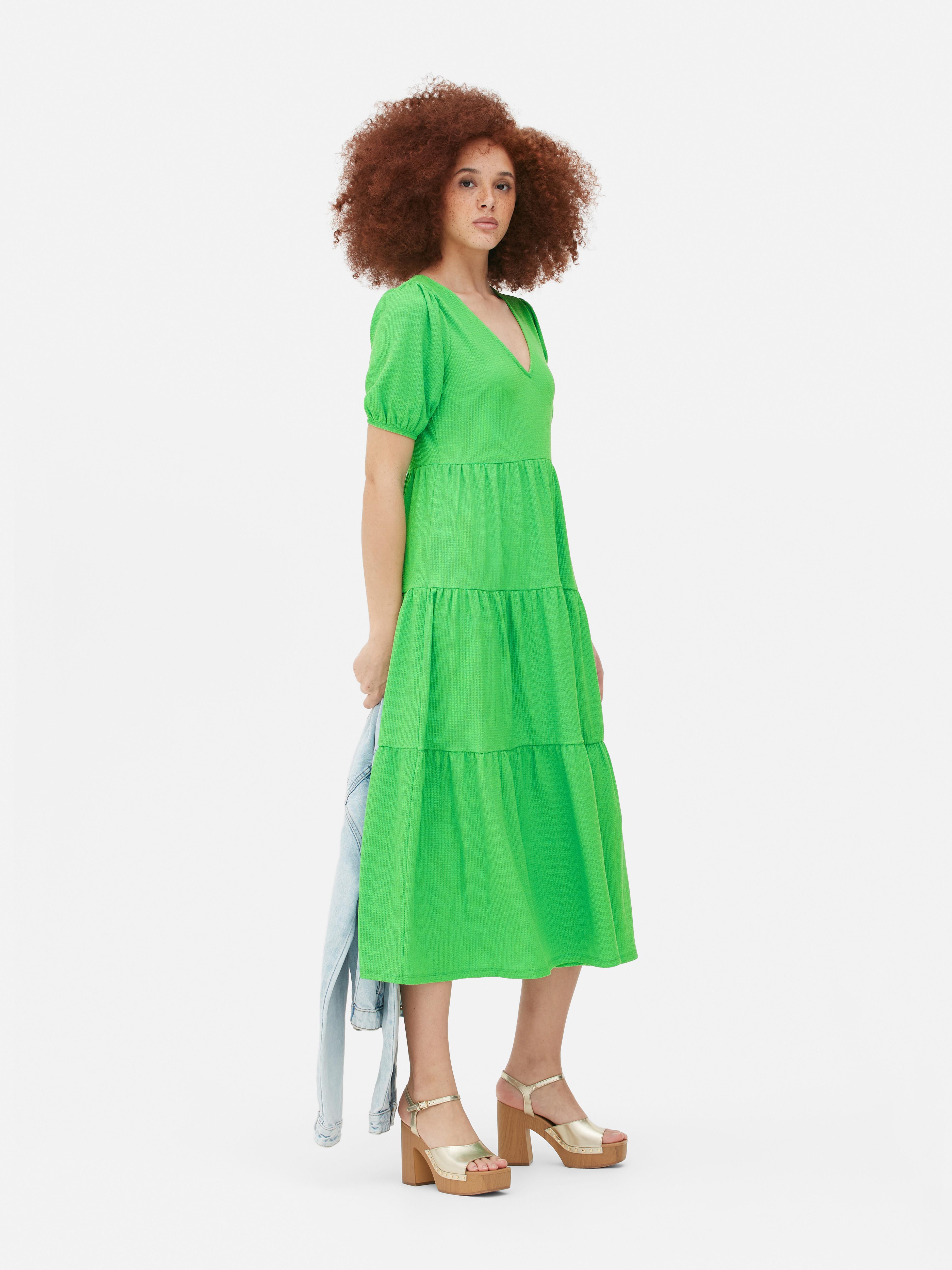 Primark green midi dress best sale