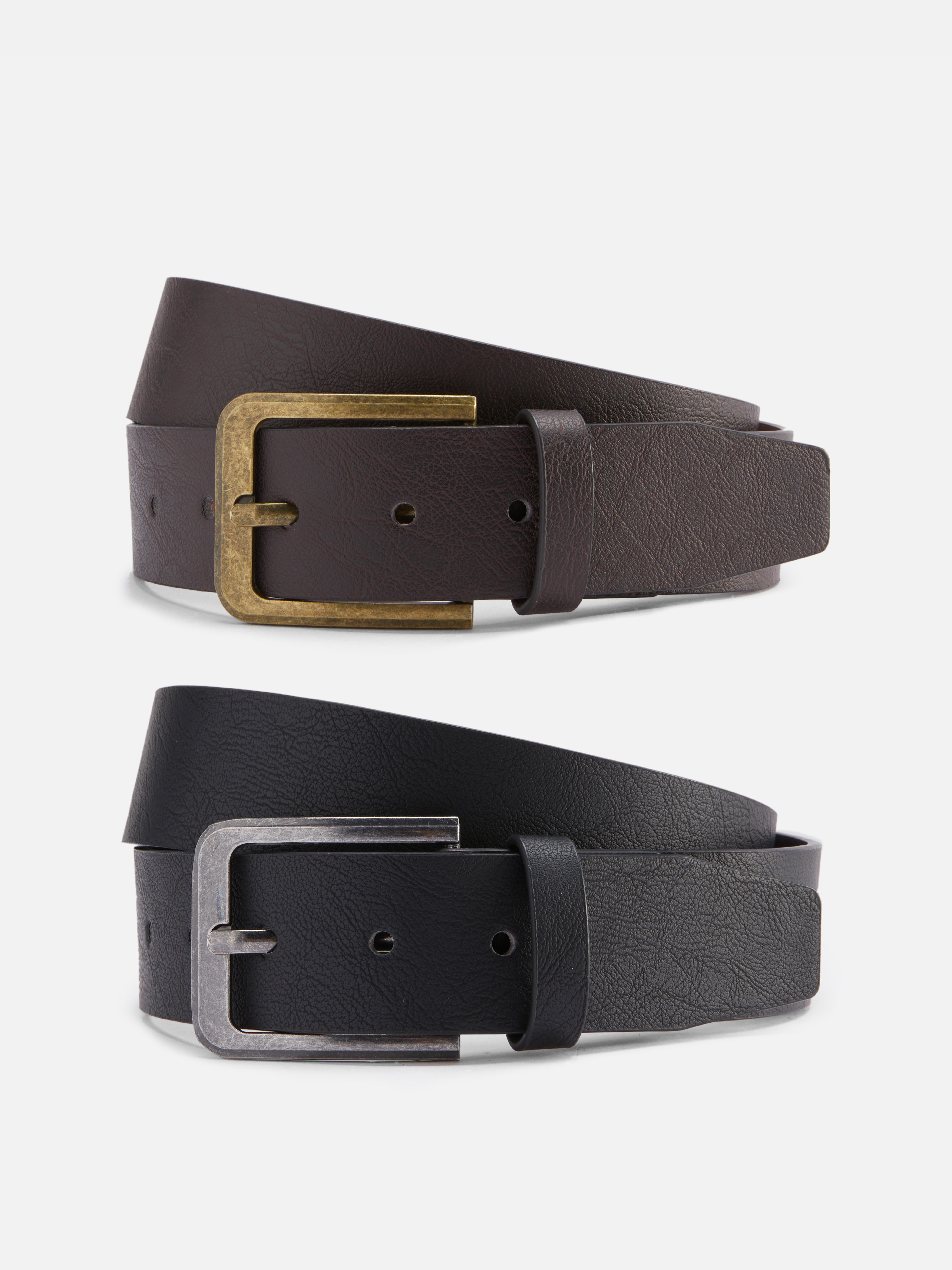 2-Pack Wide Faux Leather Belts
