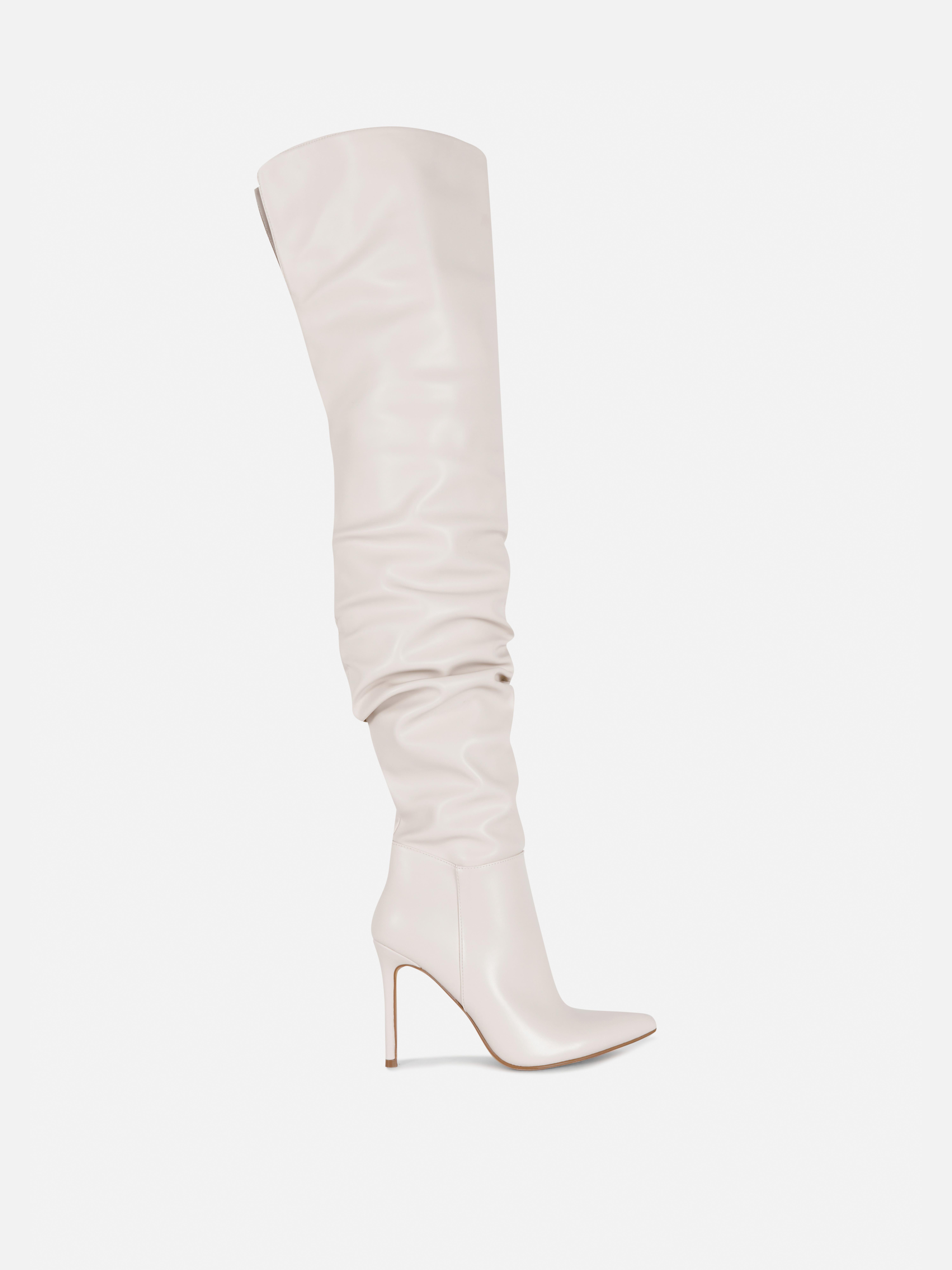 Rita Ora Thigh-High Ruched Stiletto Boots