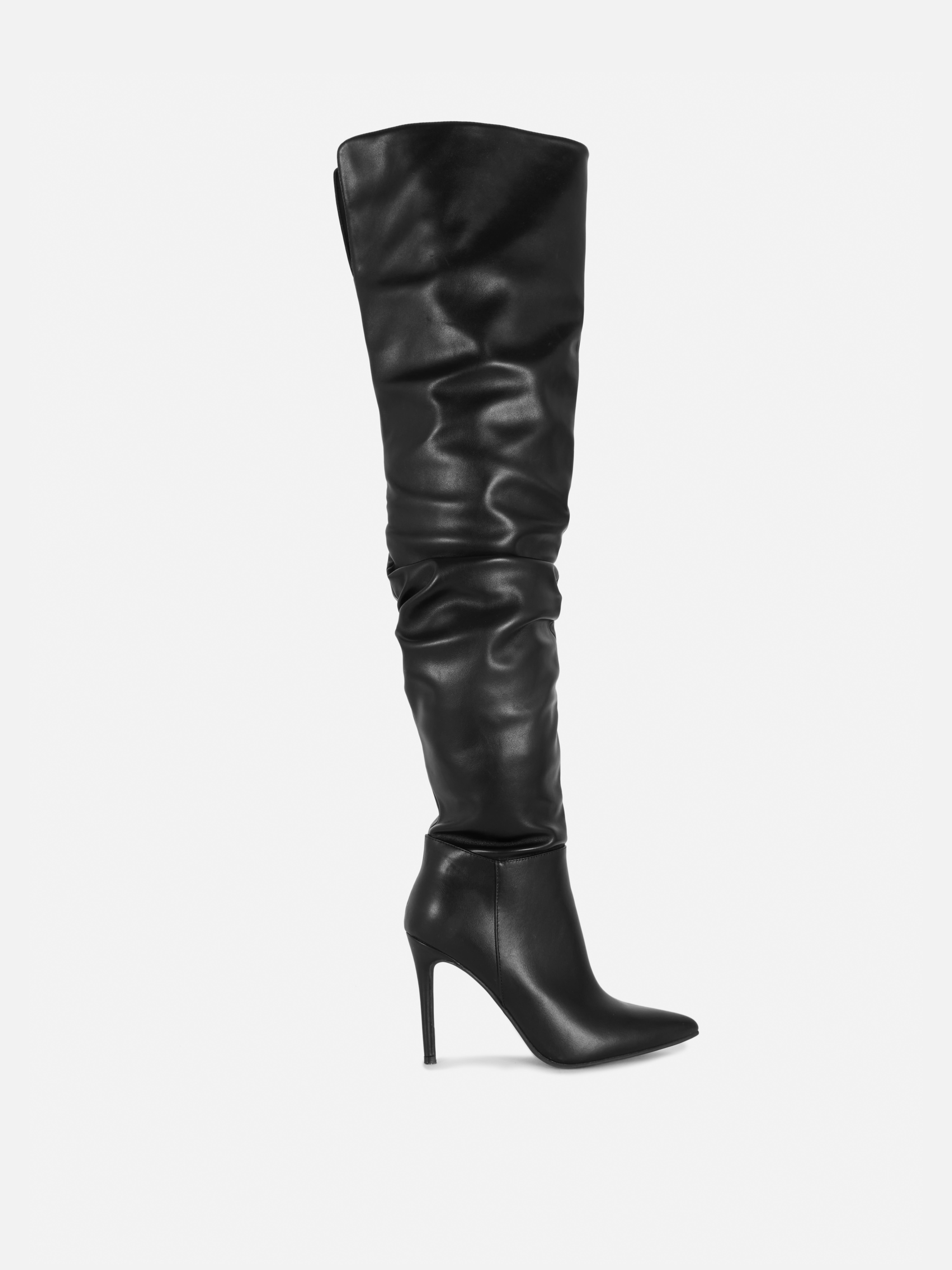 Rita Ora Thigh-High Ruched Stiletto Boots