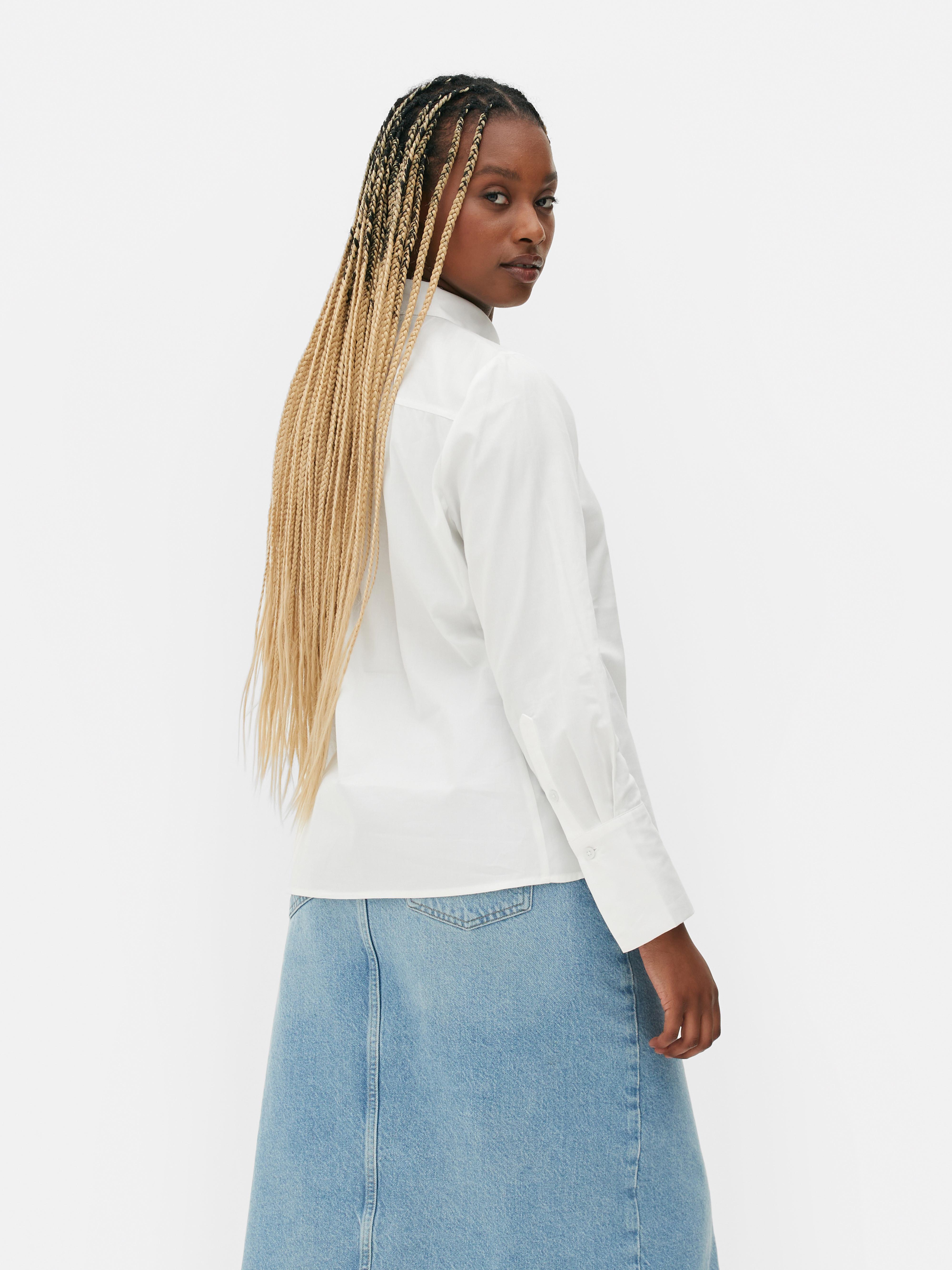 Womens White Slim Fit Cotton Poplin Shirt Primark