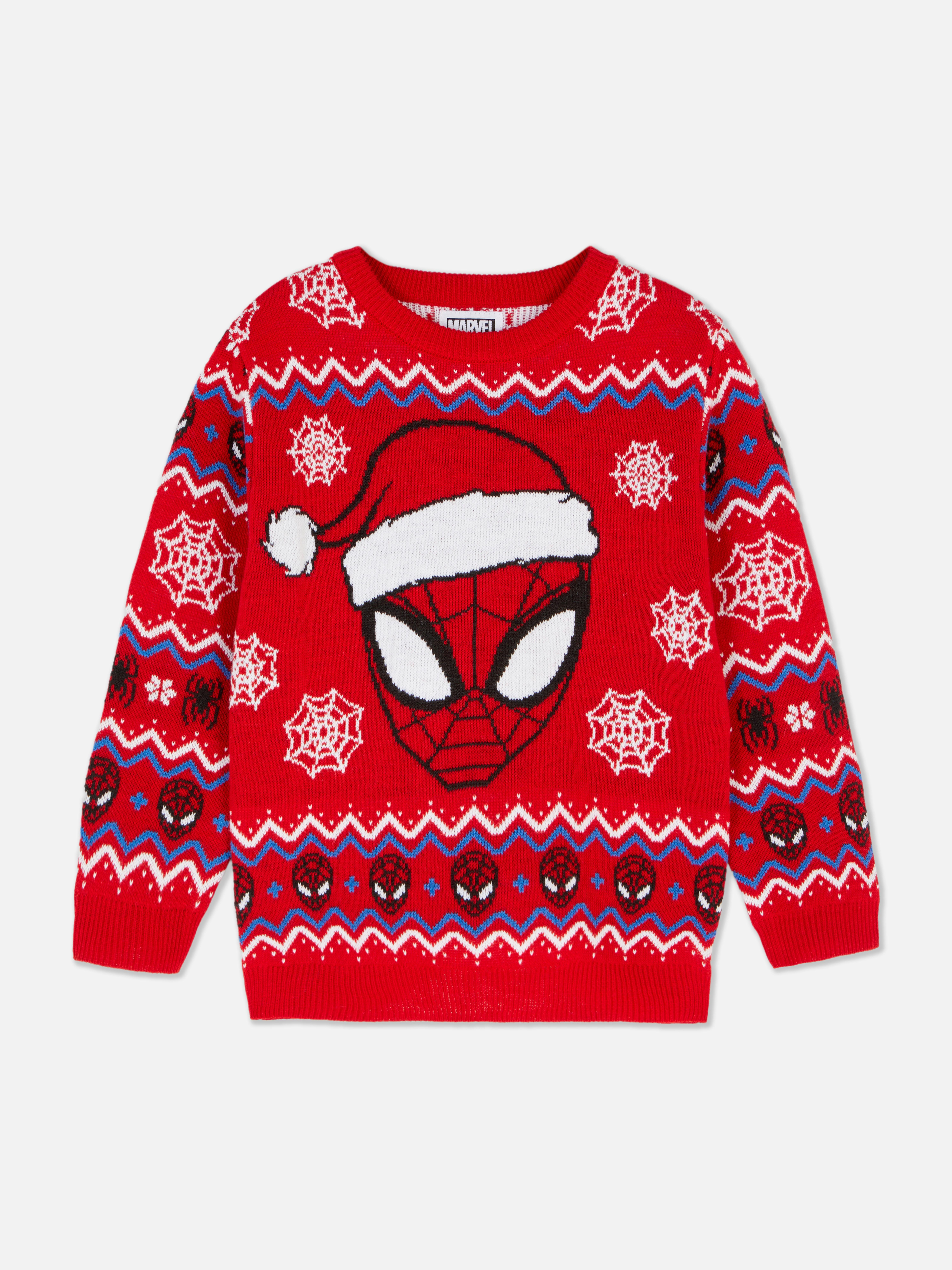 Dziecięcy sweter świąteczny z dzianiny ze Spider-Manem