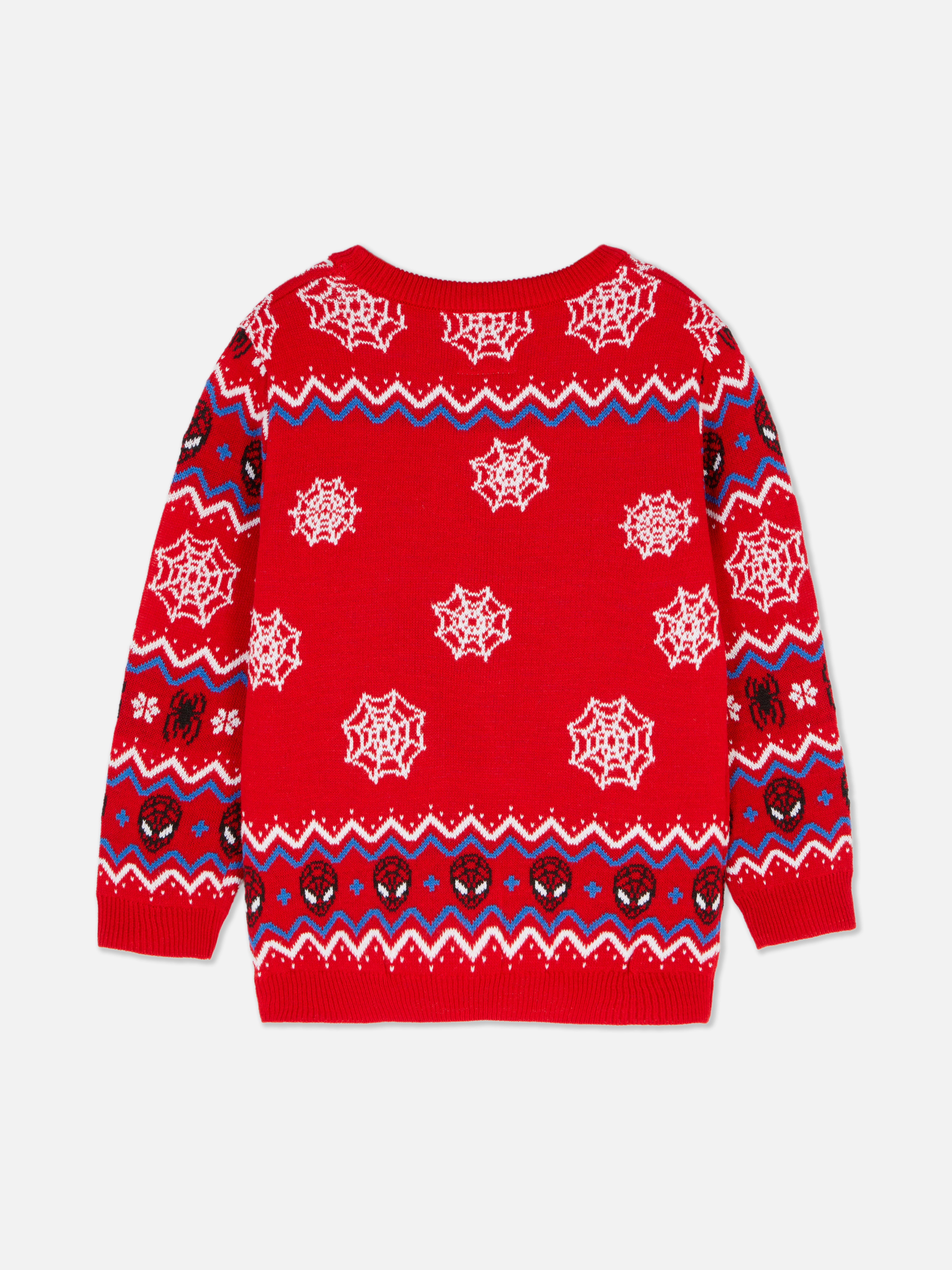 Dziecięcy sweter świąteczny z dzianiny ze Spider-Manem