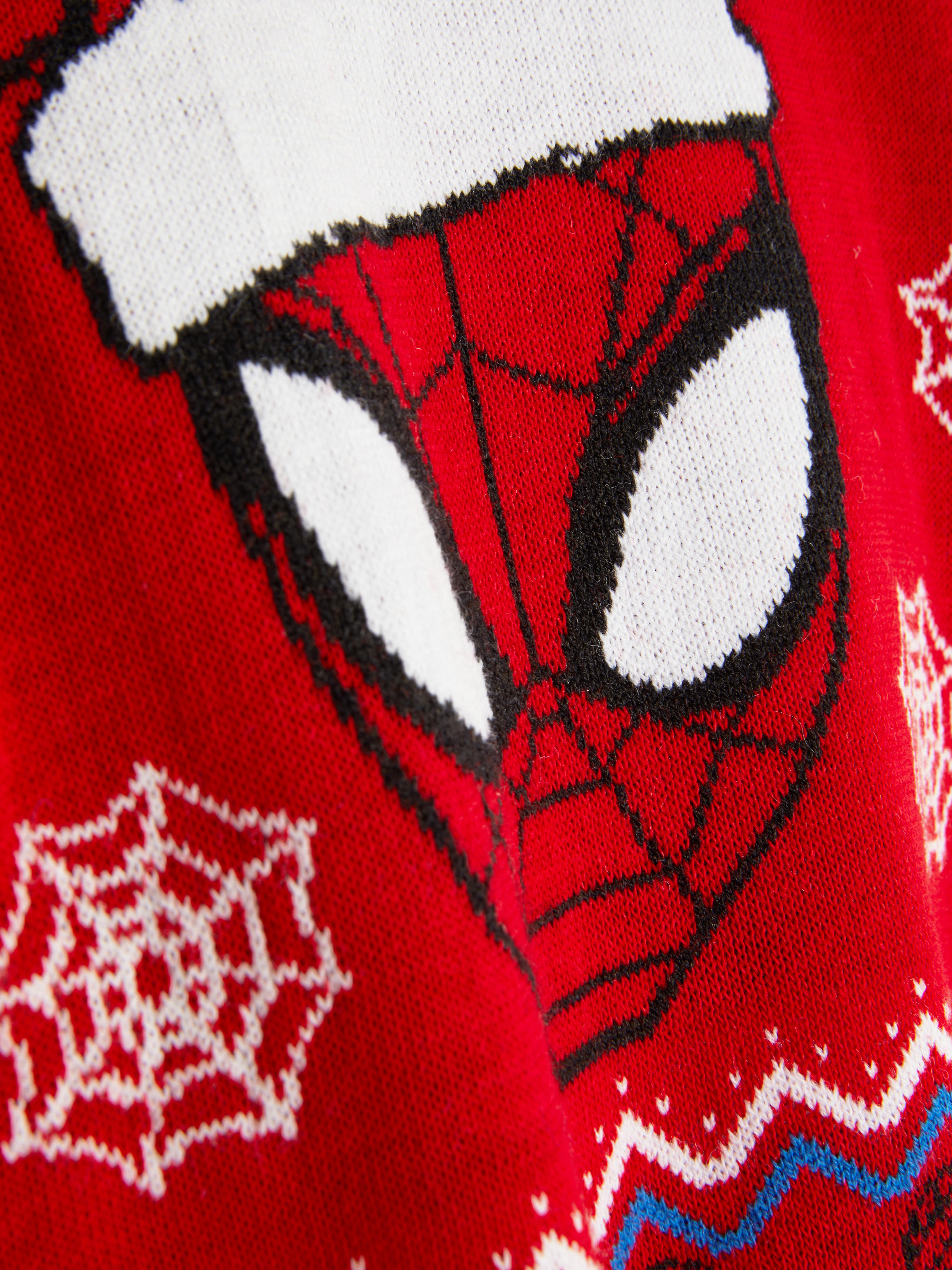 Dziecięcy sweter świąteczny z dzianiny ze Spider-Manem