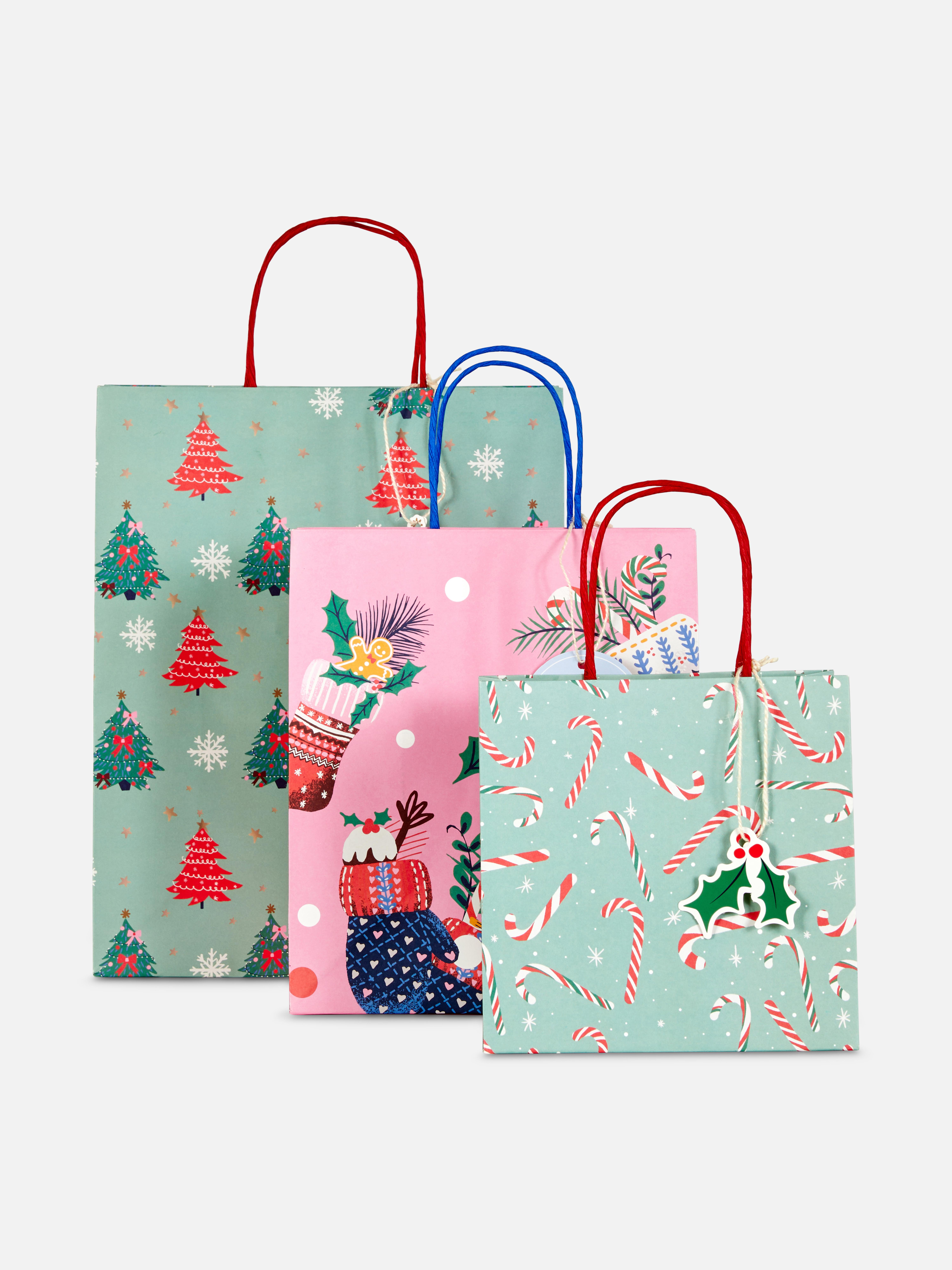 3pk Multi Size Christmas Gift Bags
