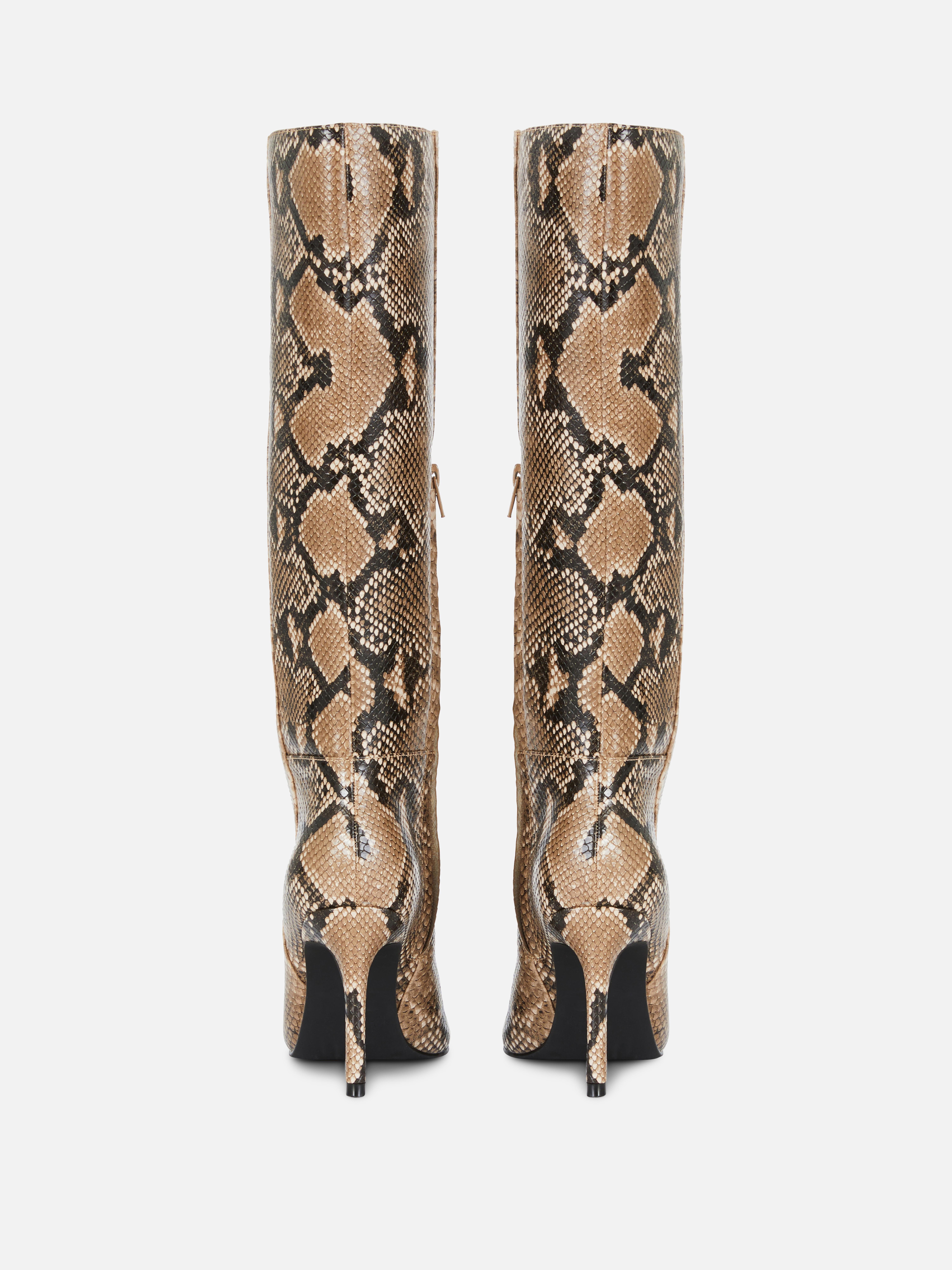 Kniehohe „Rita Ora“ Stiefel mit Schlangenmuster