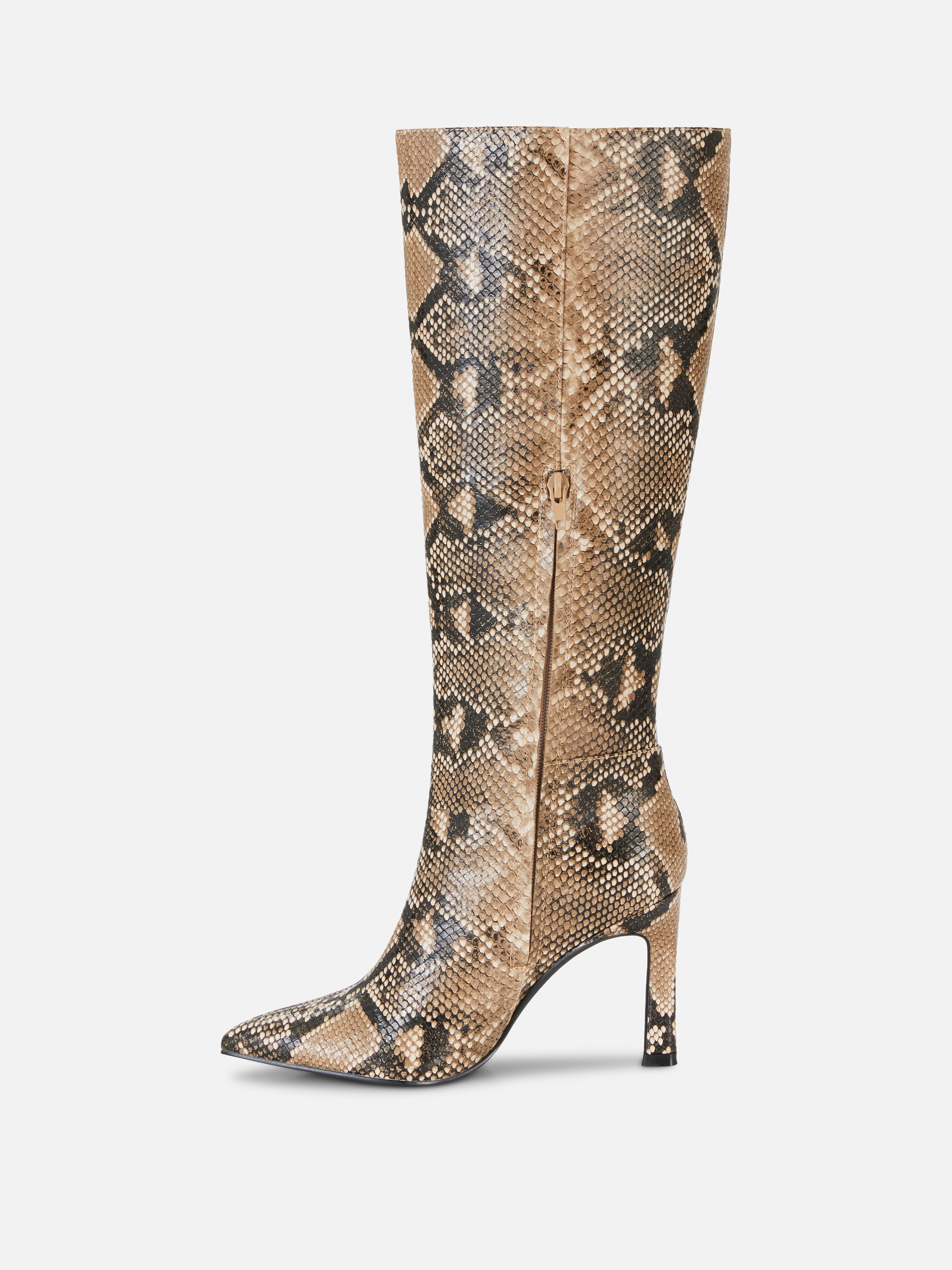 Kniehohe „Rita Ora“ Stiefel mit Schlangenmuster