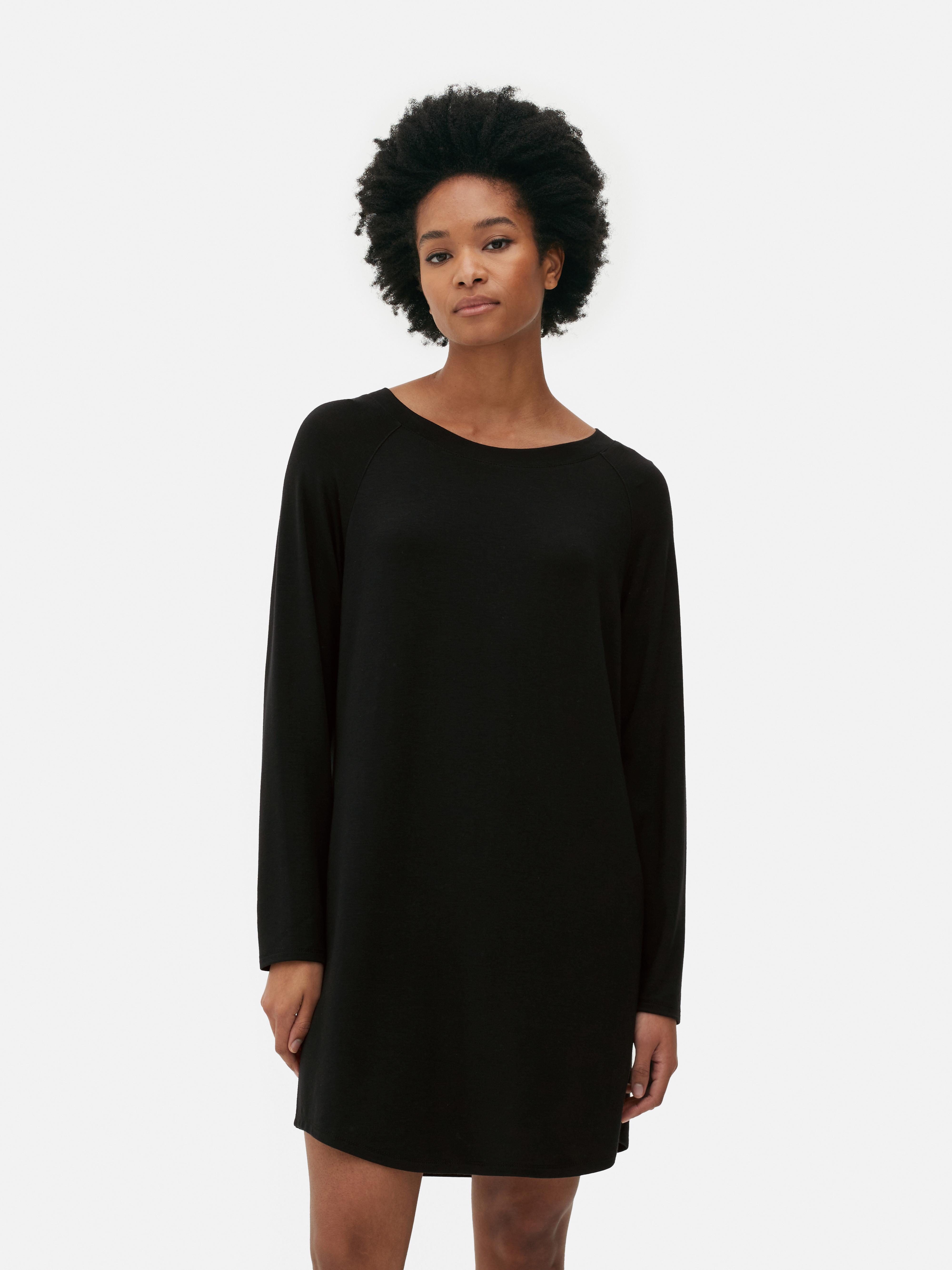 Black long best sale sleeve nightgown