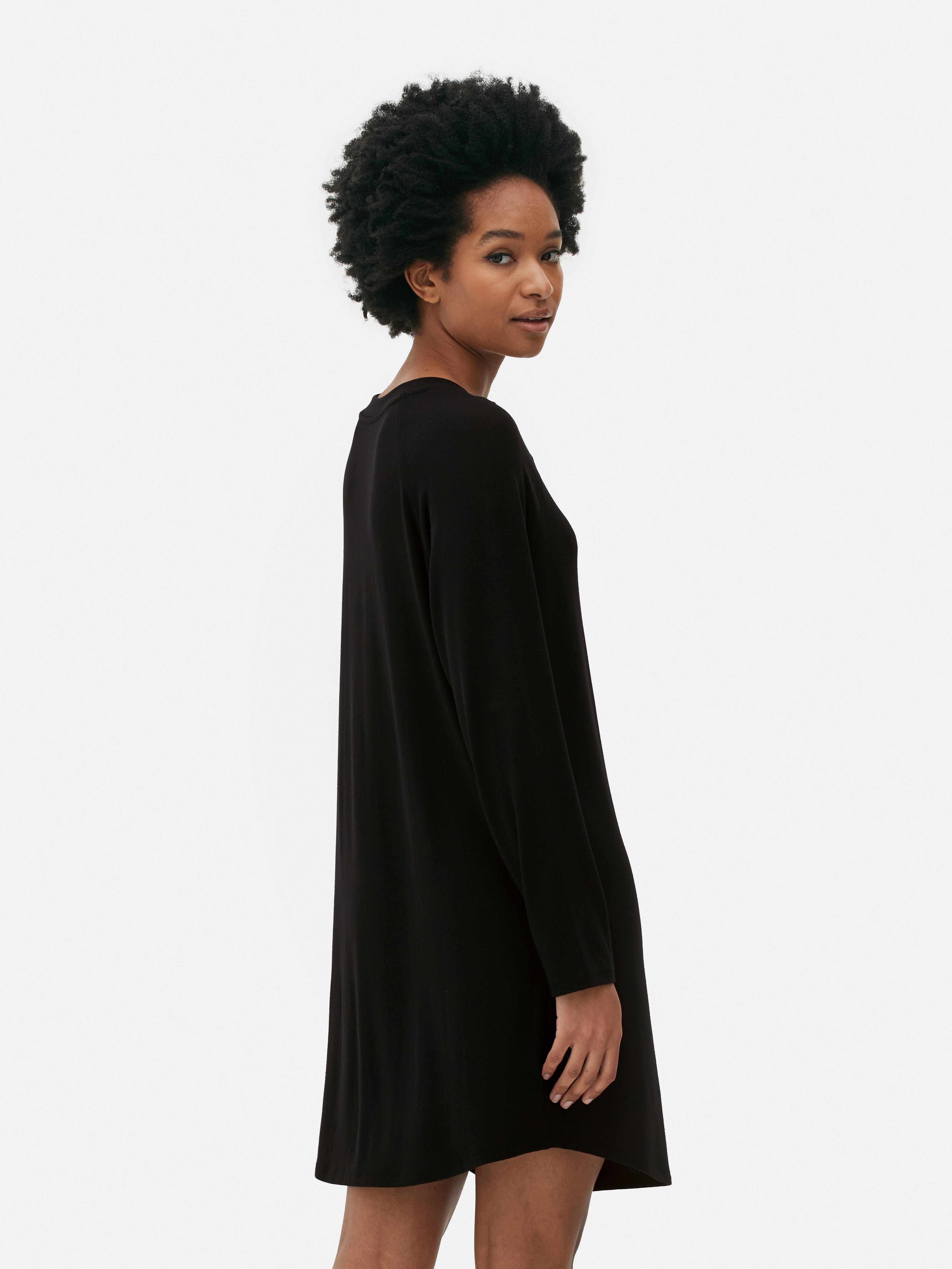 Black long hotsell sleeve nightgown