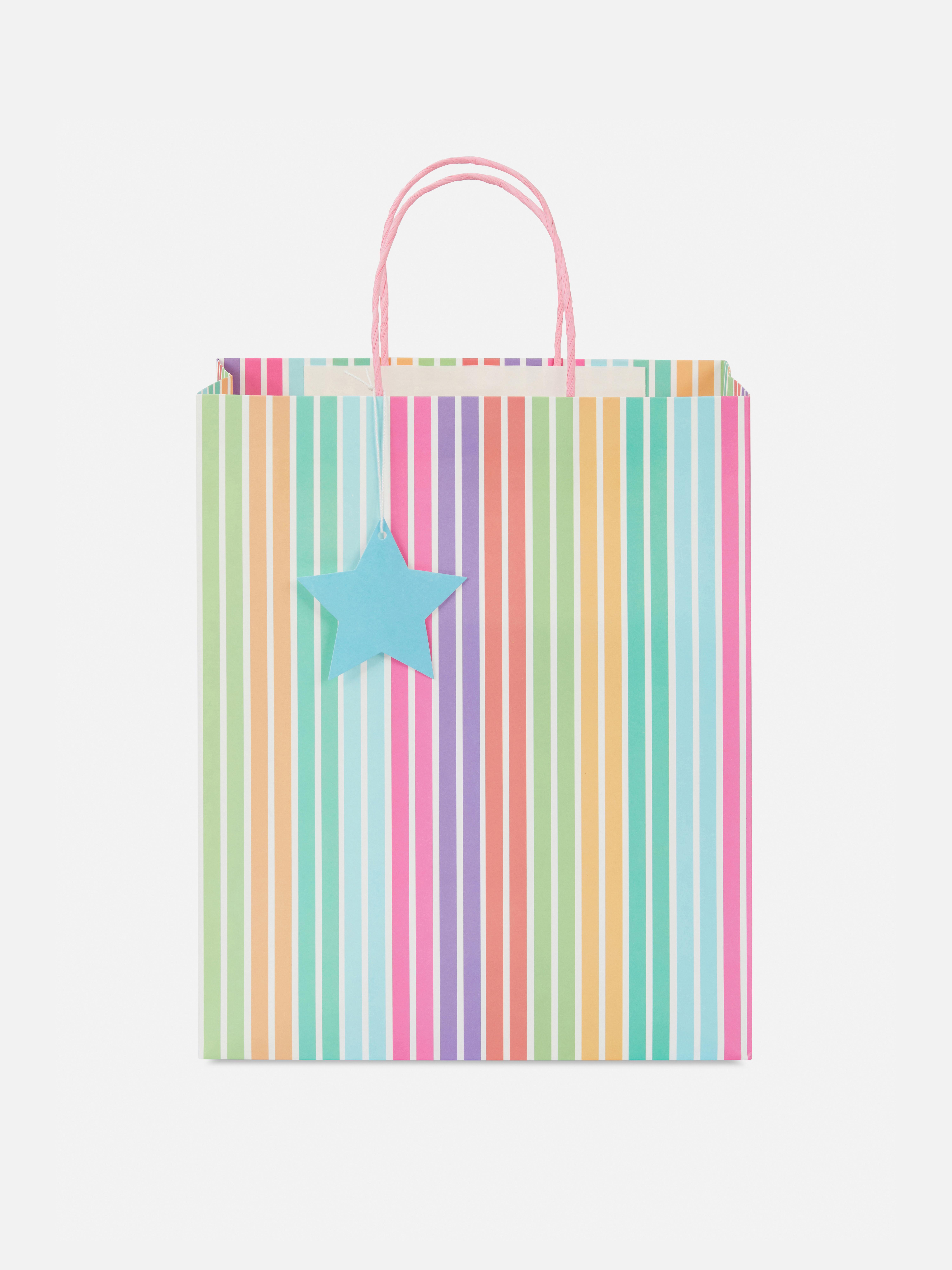 Multicoloured Stripe Gift Bag Multi