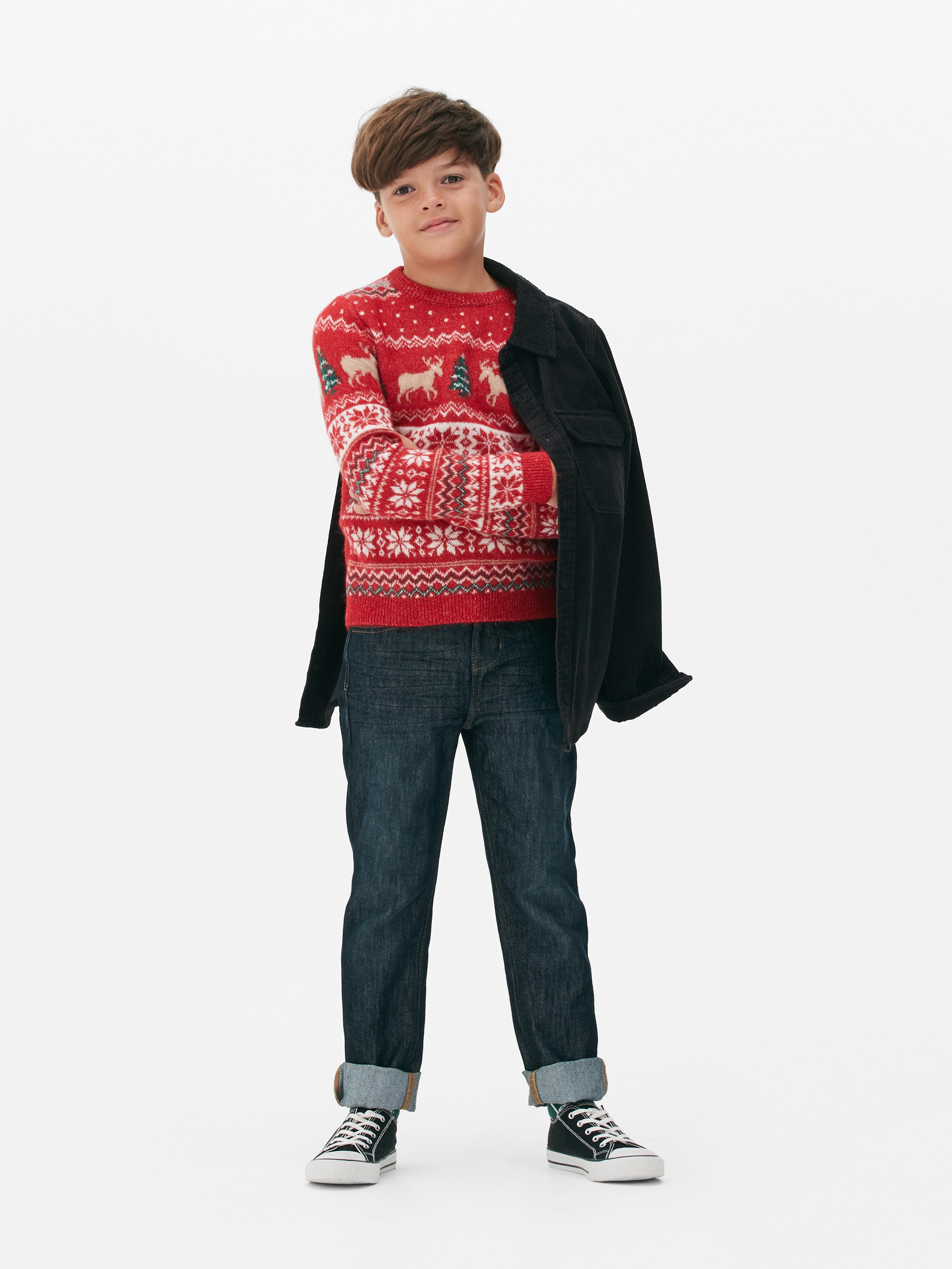 Weihnachtspullover mit Norwegermuster für Kinder
