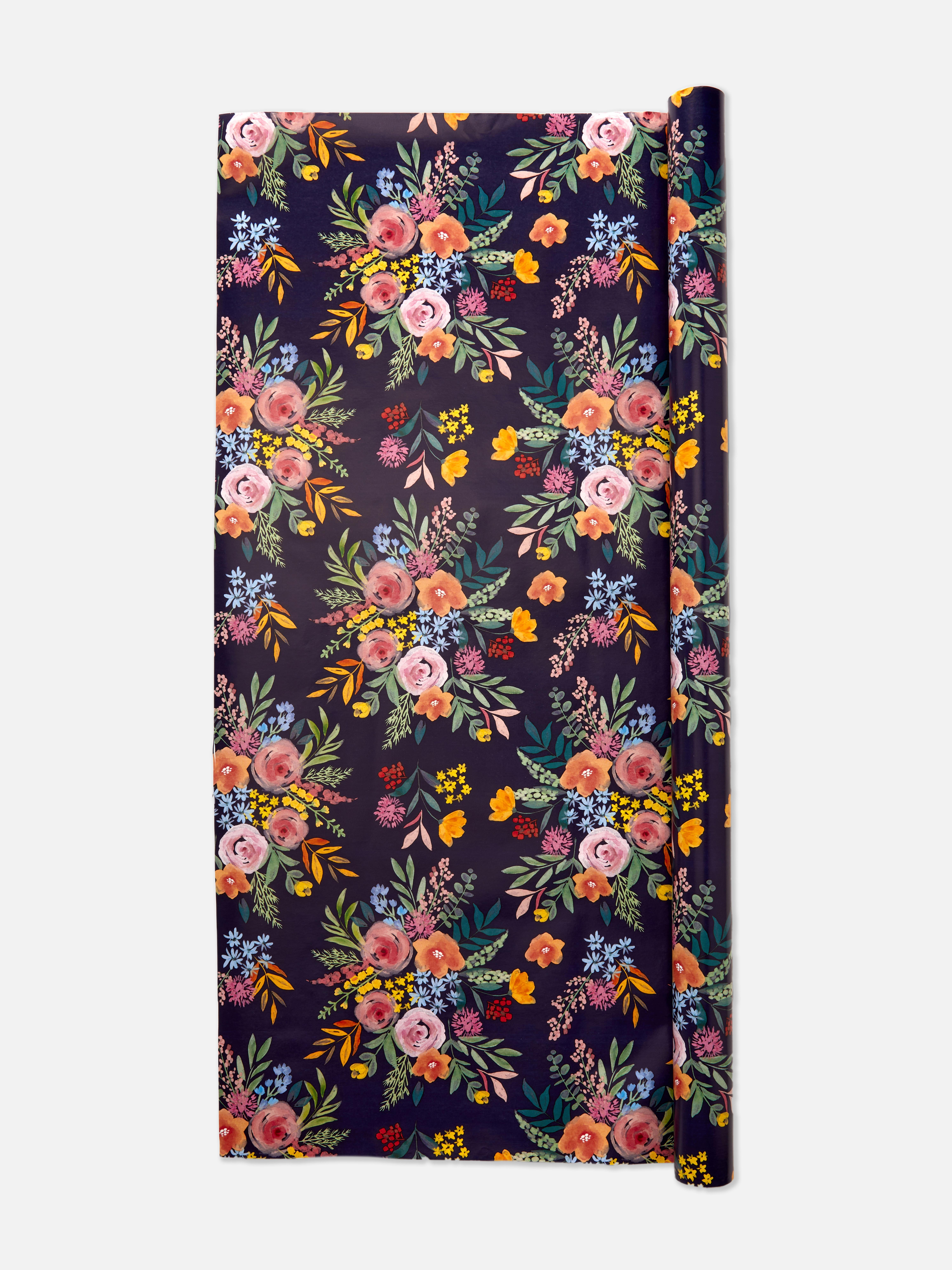 6M Dark Floral Wrapping Paper