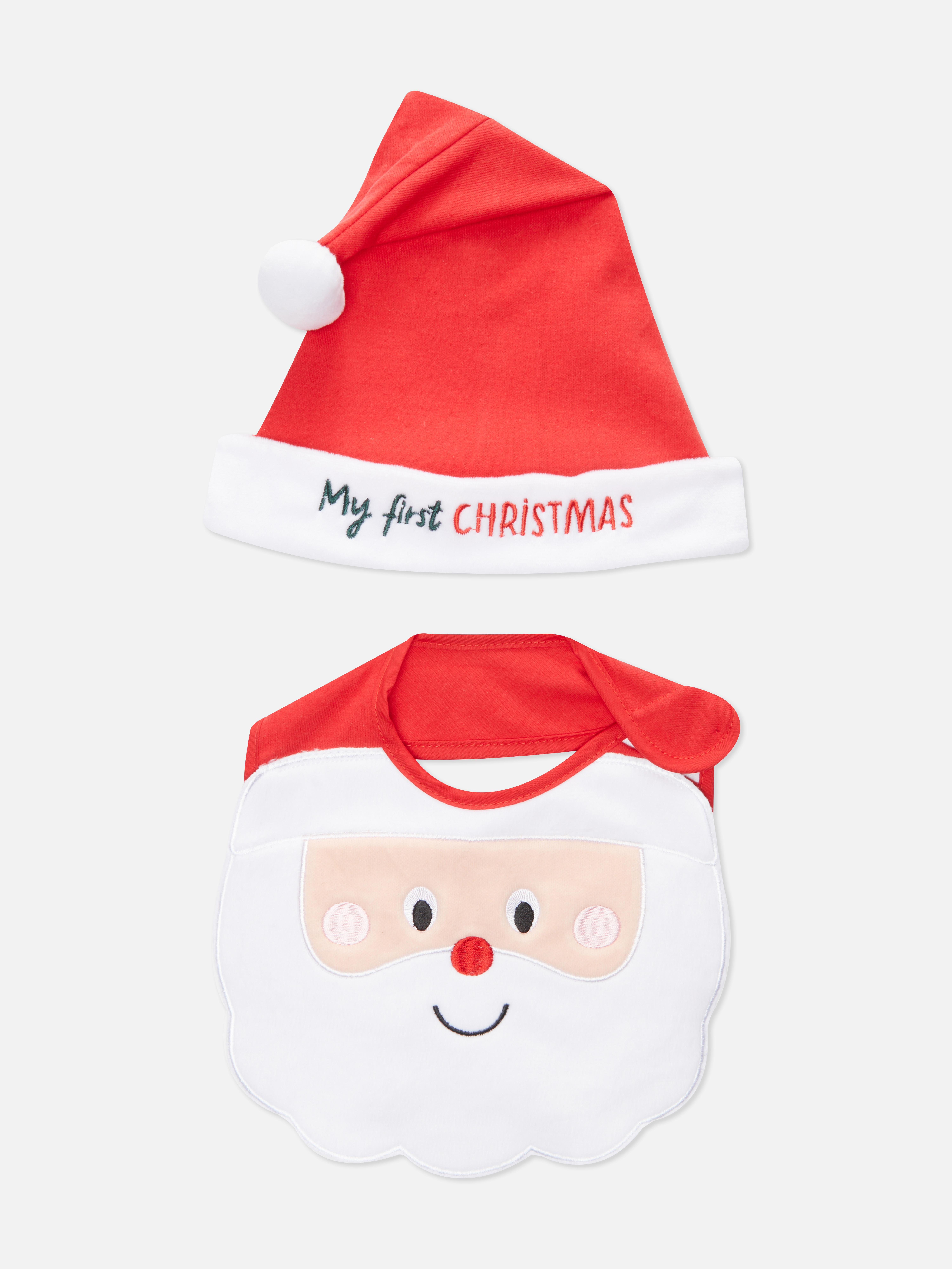 Christmas Hat and Bib Set
