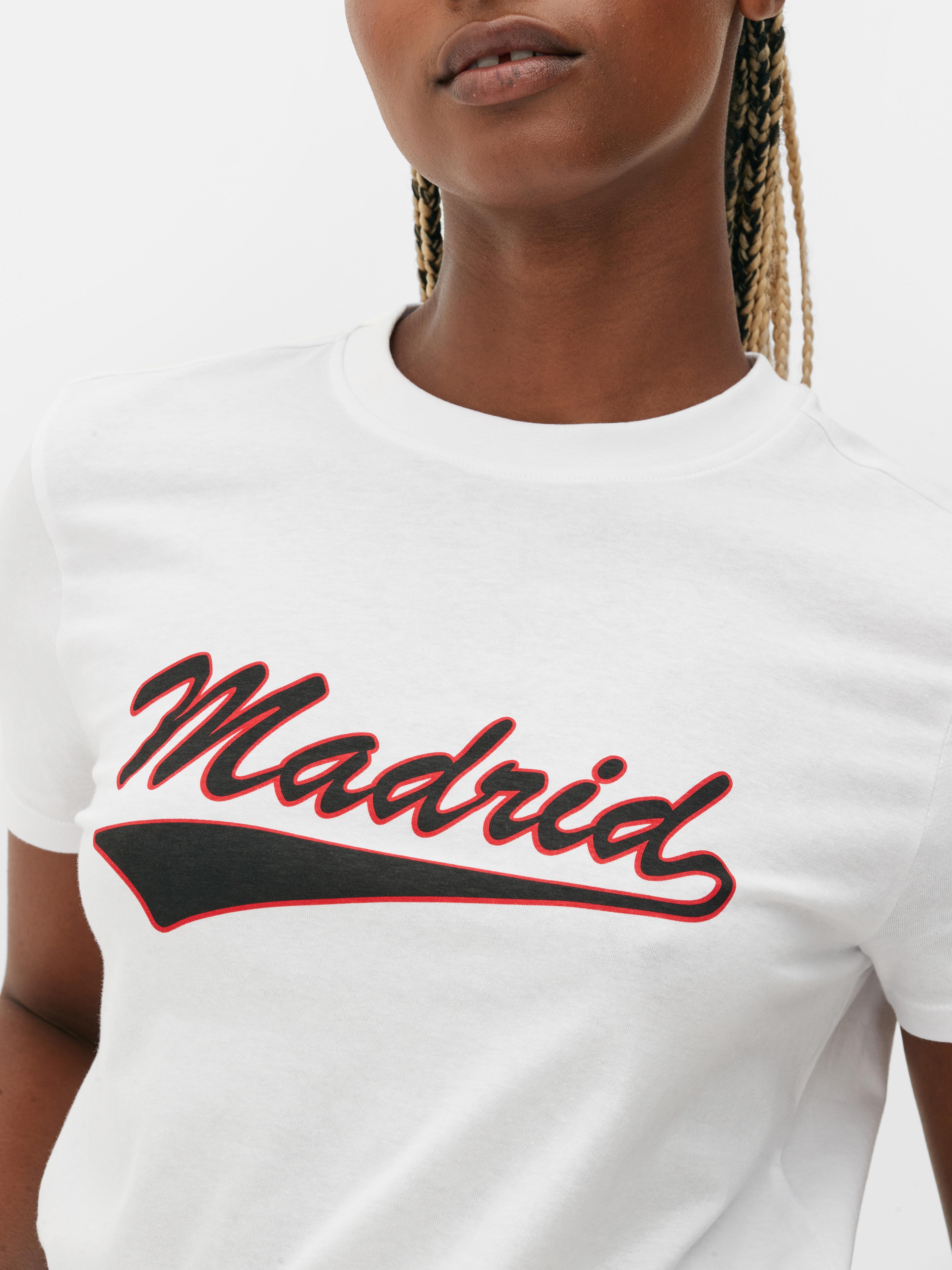 Camiseta de manga corta Madrid Blanco Mujer Primark