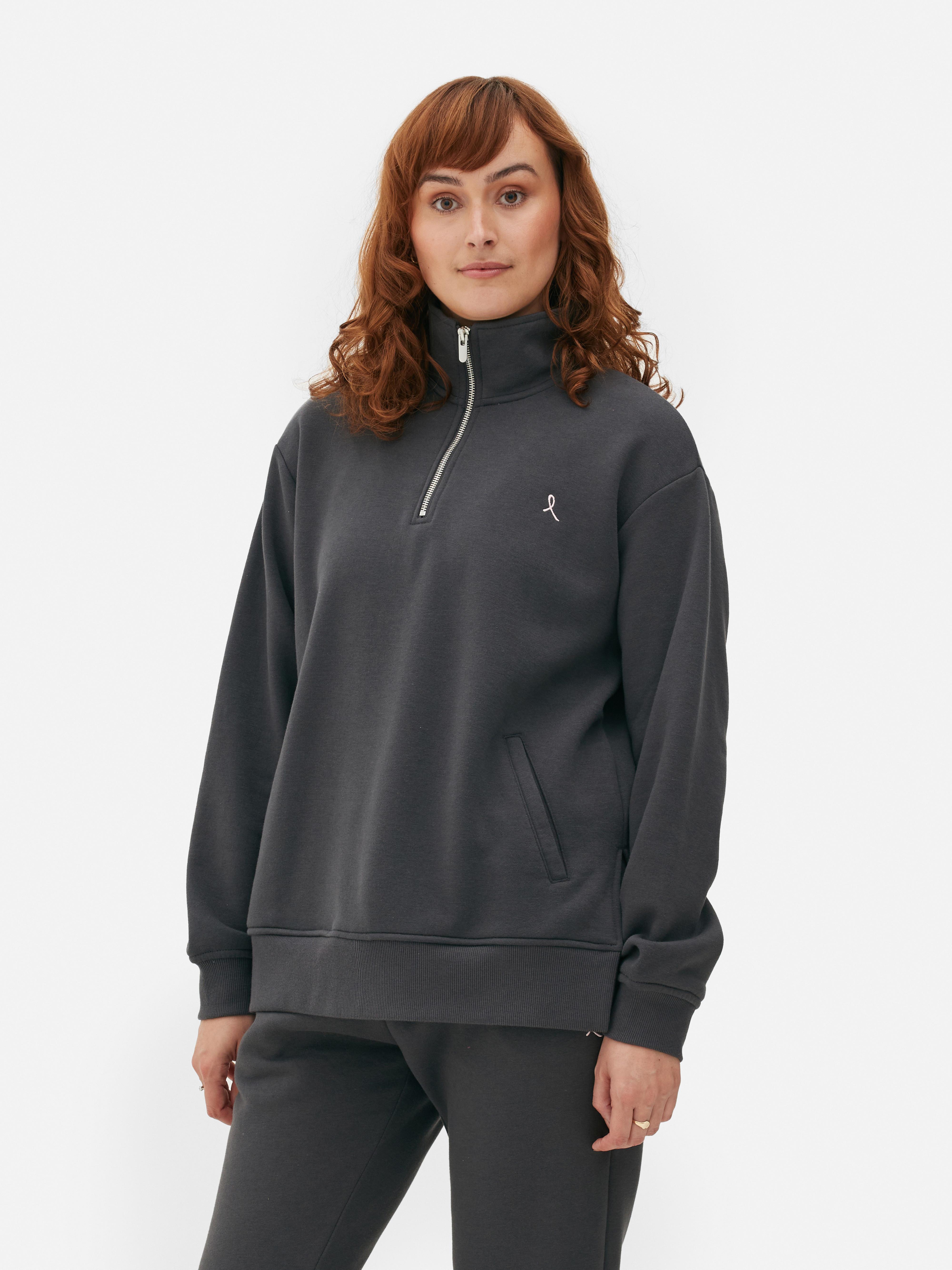 Co-ord Embroidered Ribbon Quarter Zip Sweatshirt