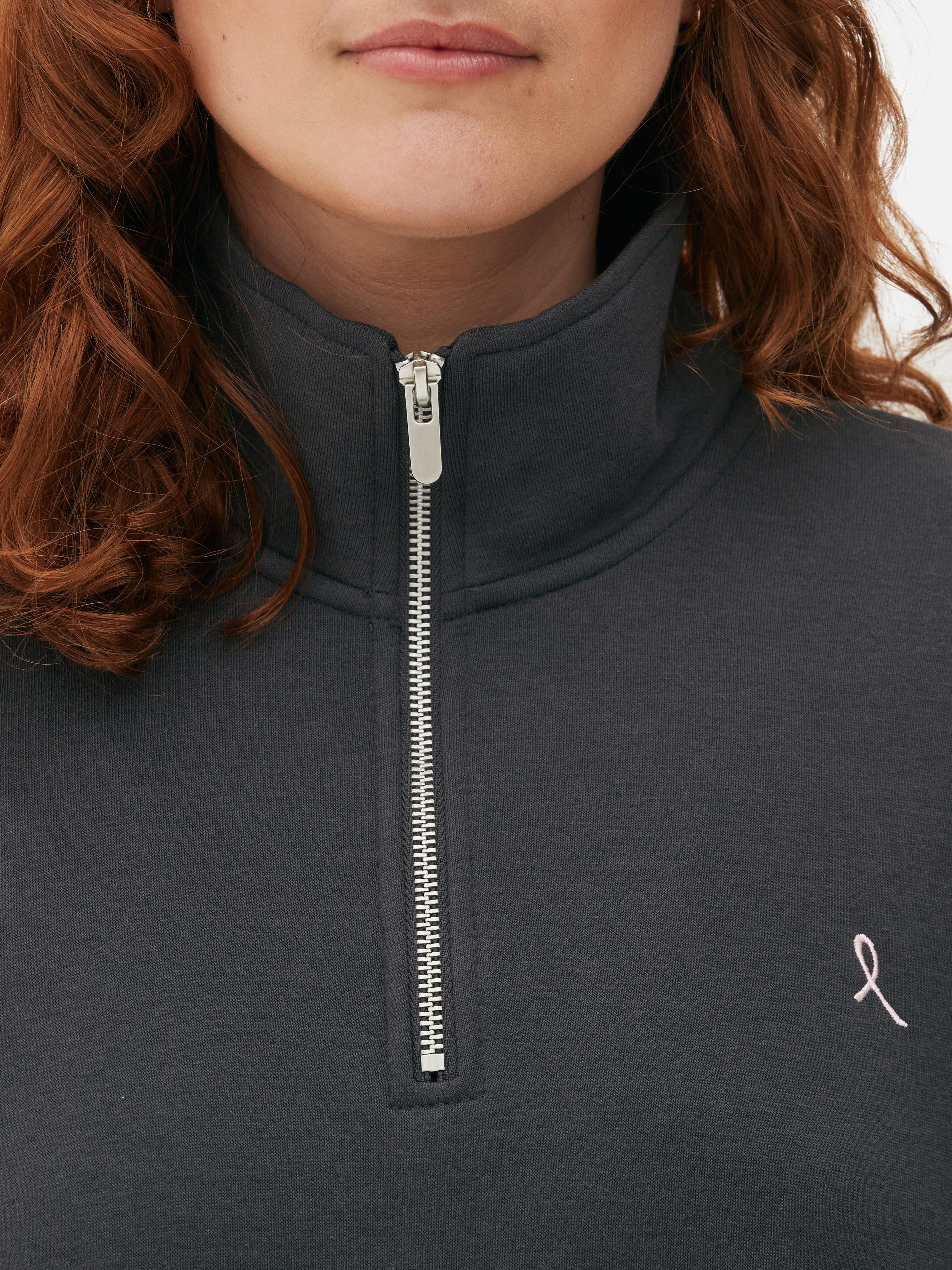 Co-ord Embroidered Ribbon Quarter Zip Sweatshirt