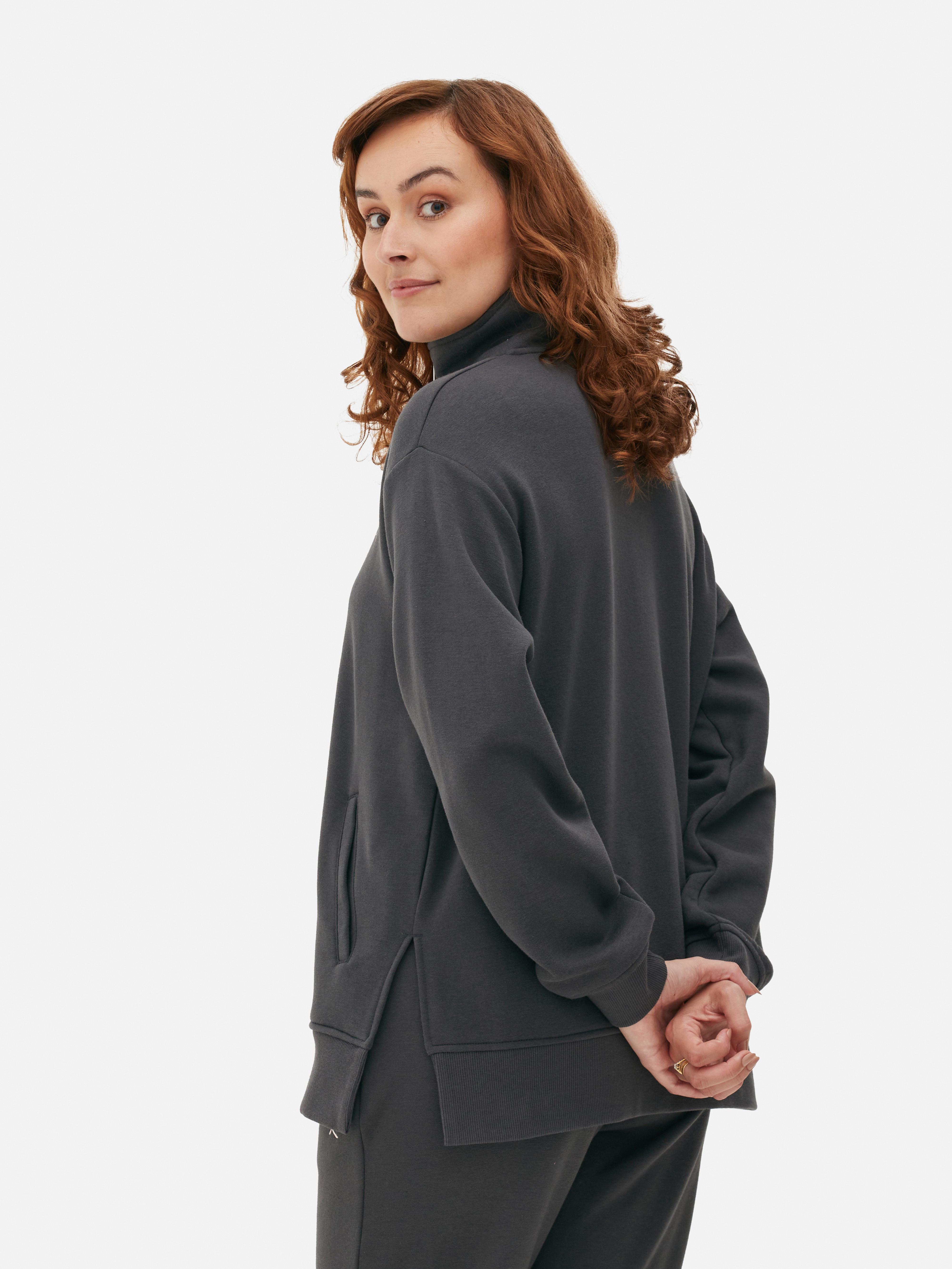 Co-ord Embroidered Ribbon Quarter Zip Sweatshirt