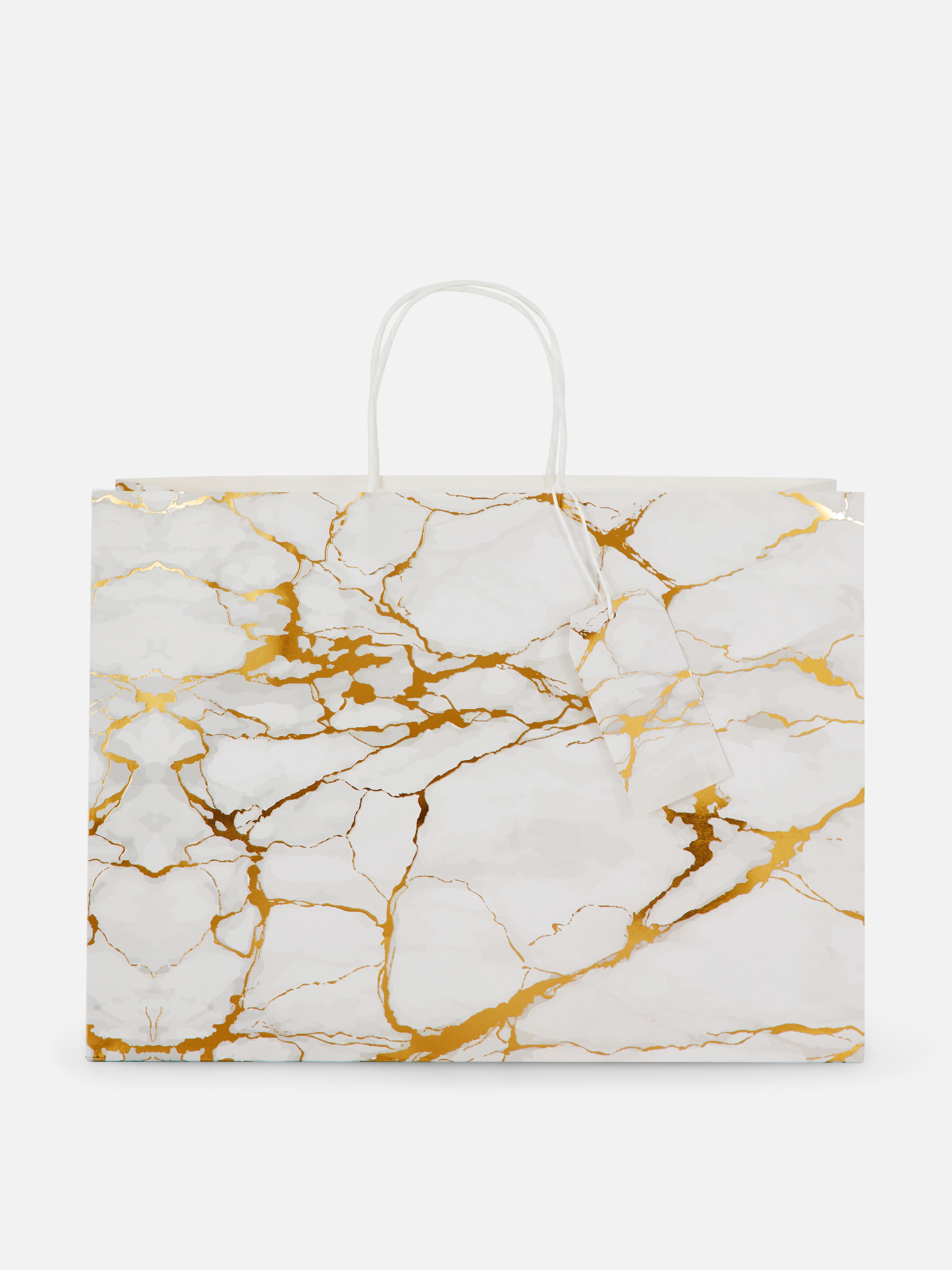 Metallic Marble Effect Large Gift Bag