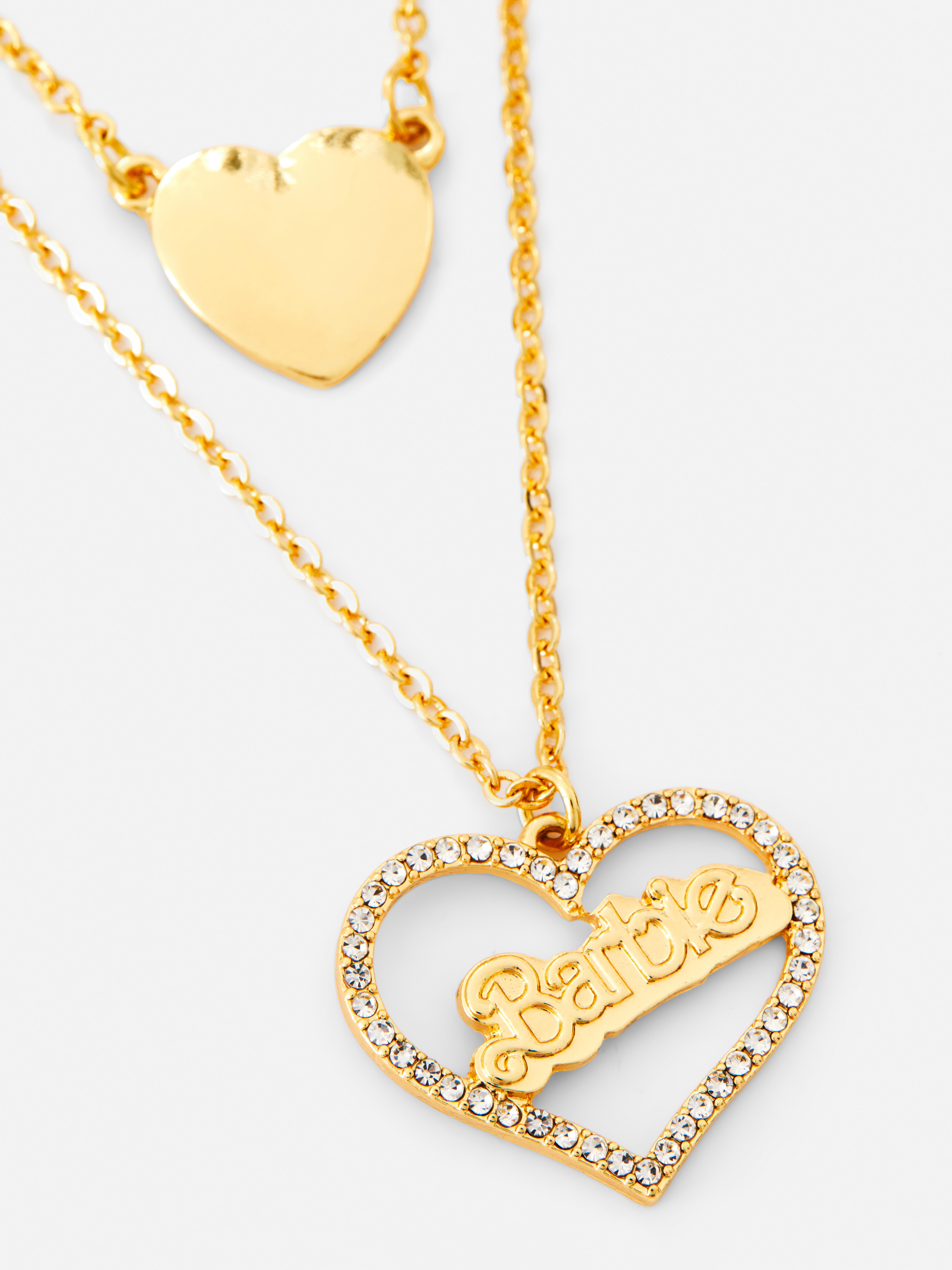 Womens Barbie The Movie Layered Heart Necklace - Yellow