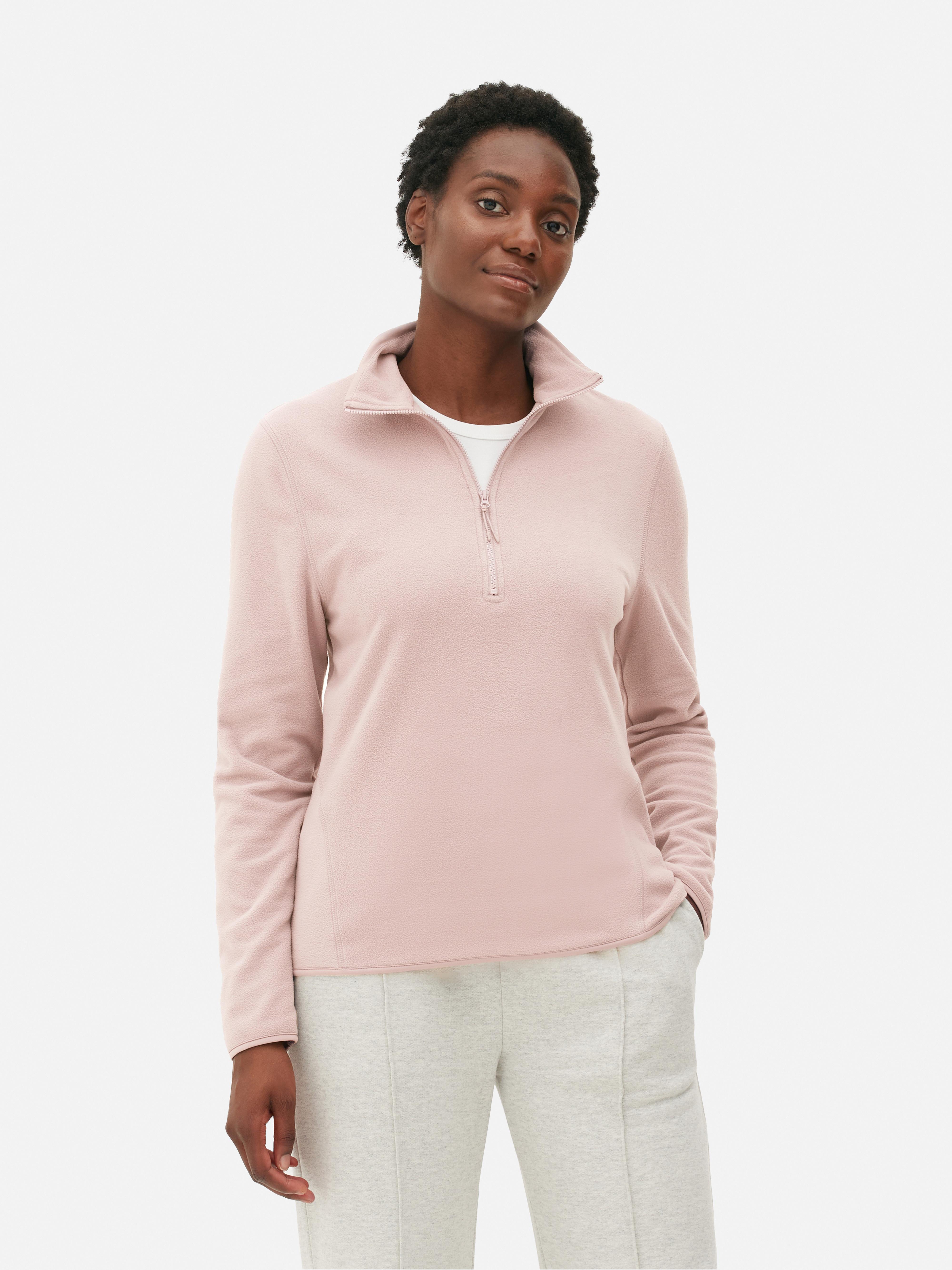 Pink fleece cheap top pullover