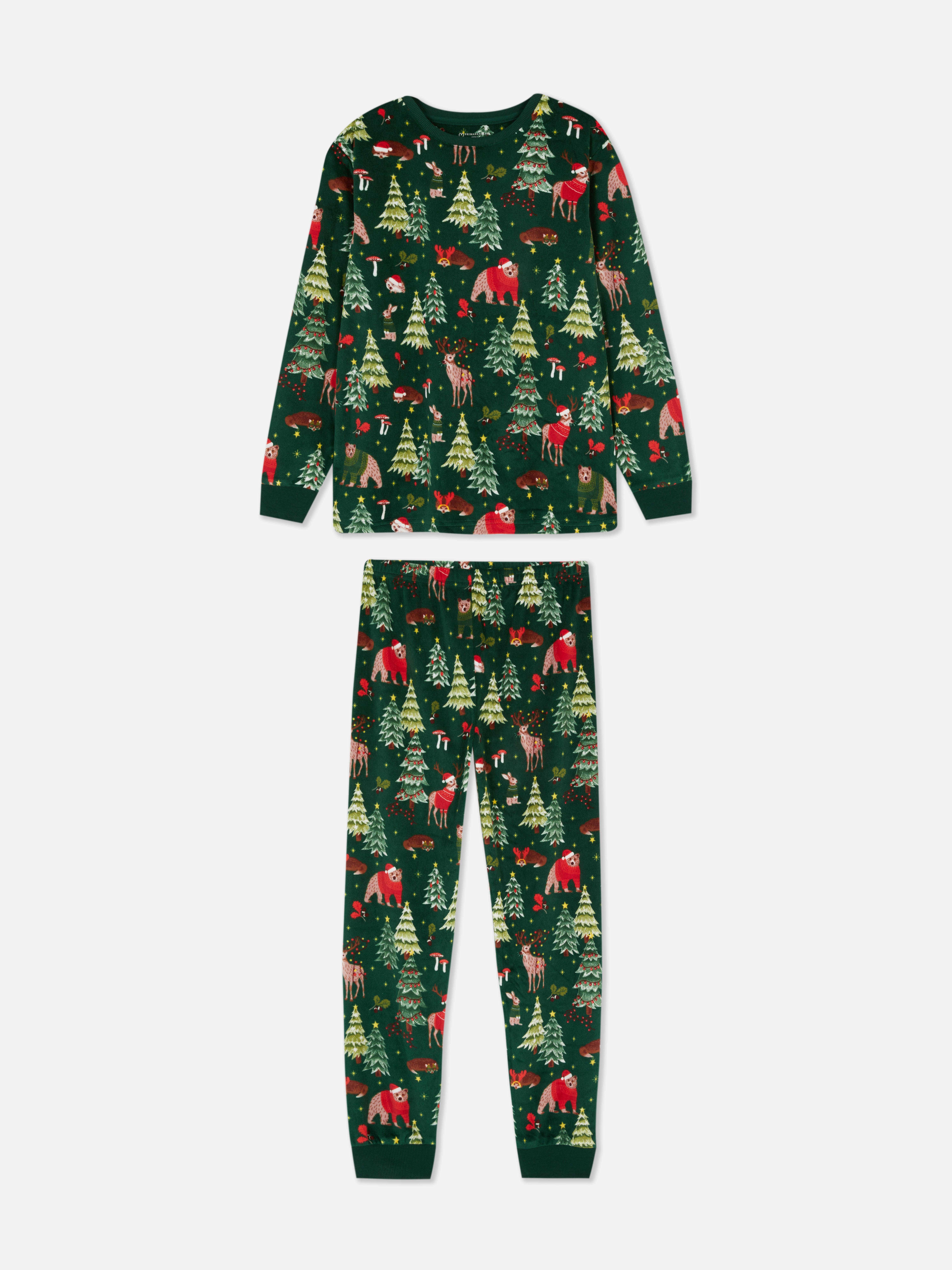 Weihnachts-Schlafanzug mit Wald-Print für Kinder